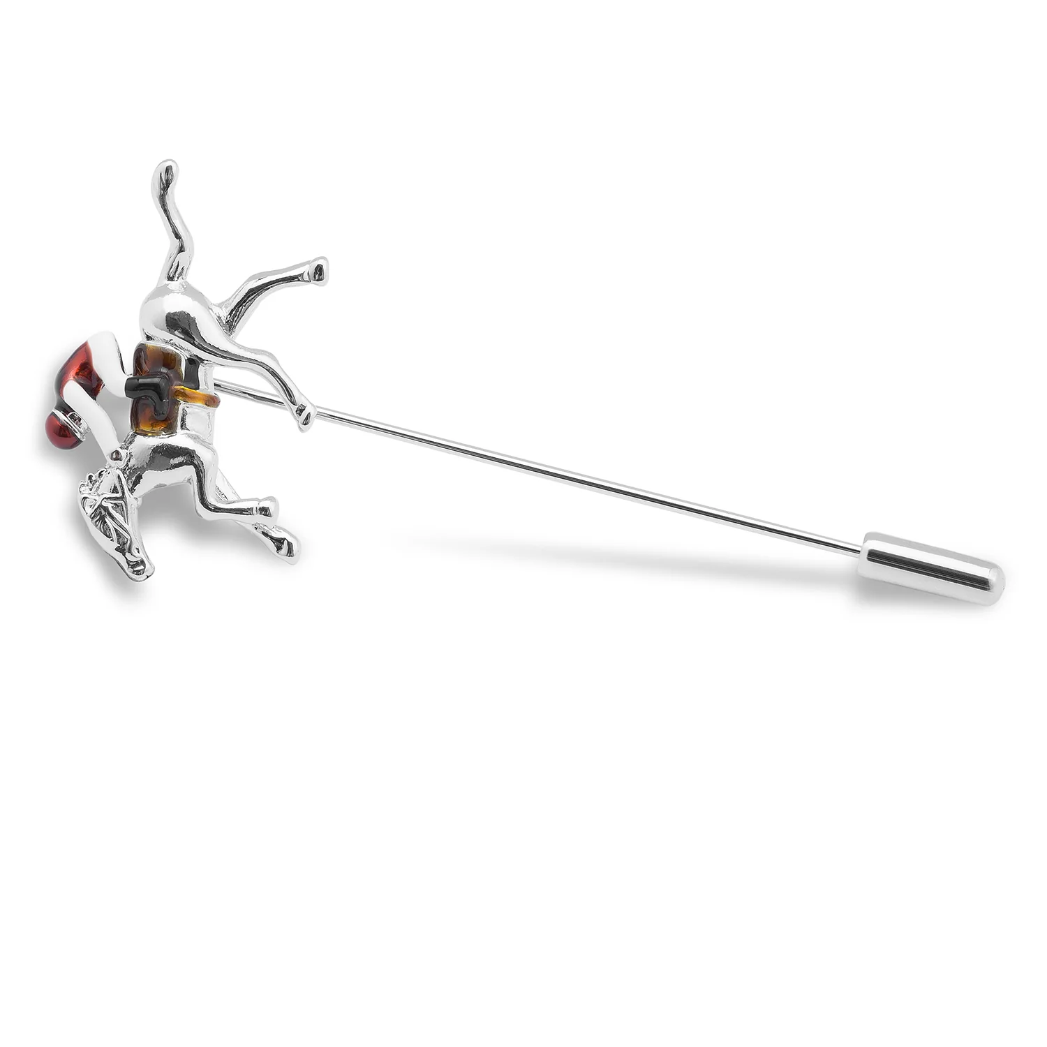 Burgundy Jockey Racehorse Lapel Pin - Image 2