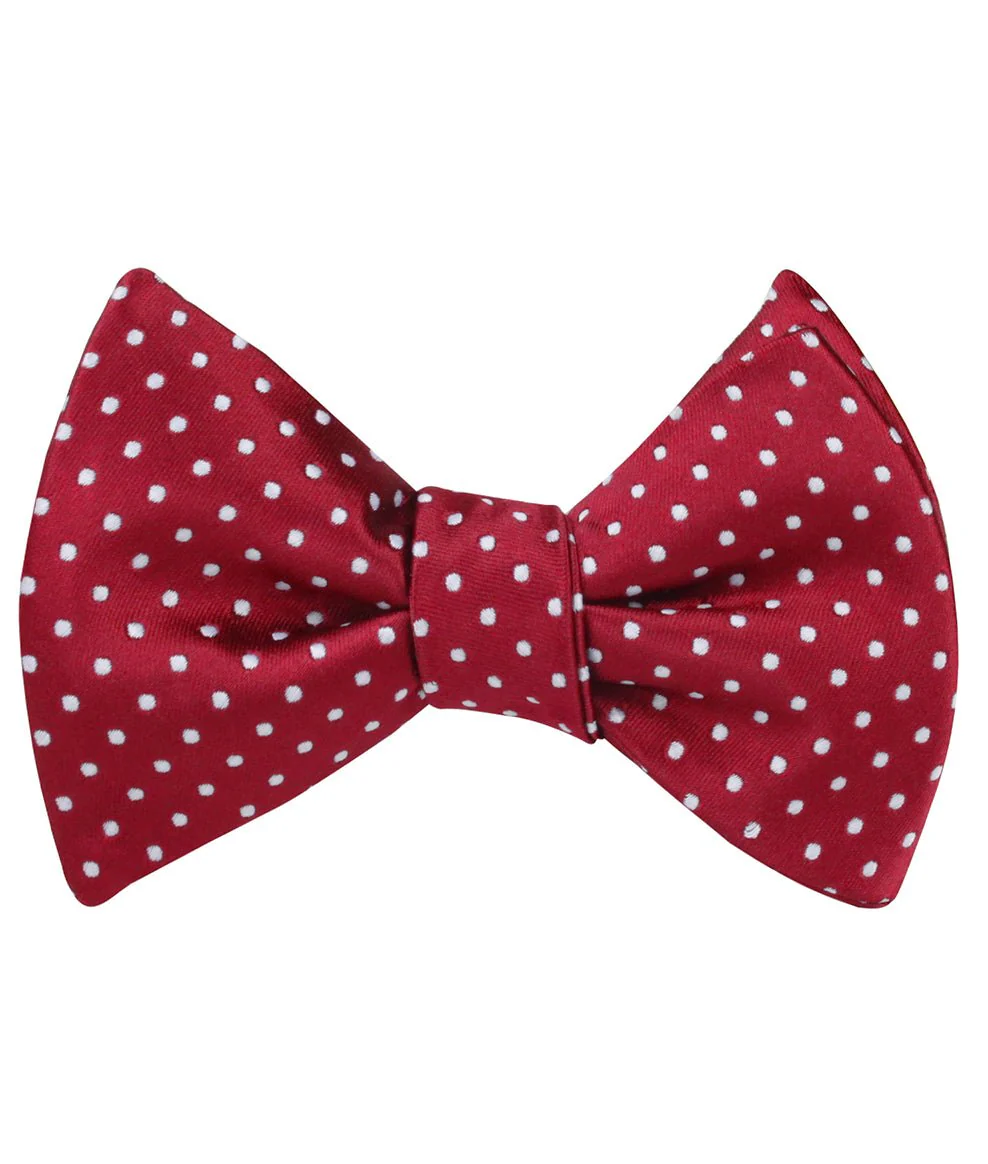 Burgundy Mini Polka Dots Self Bow Tie - Image 2