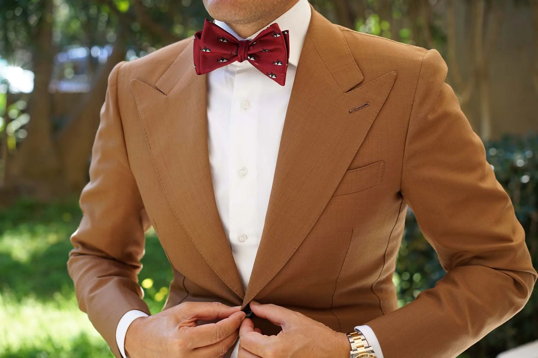 Burgundy Minke Whale Self Bow Tie - Image 4