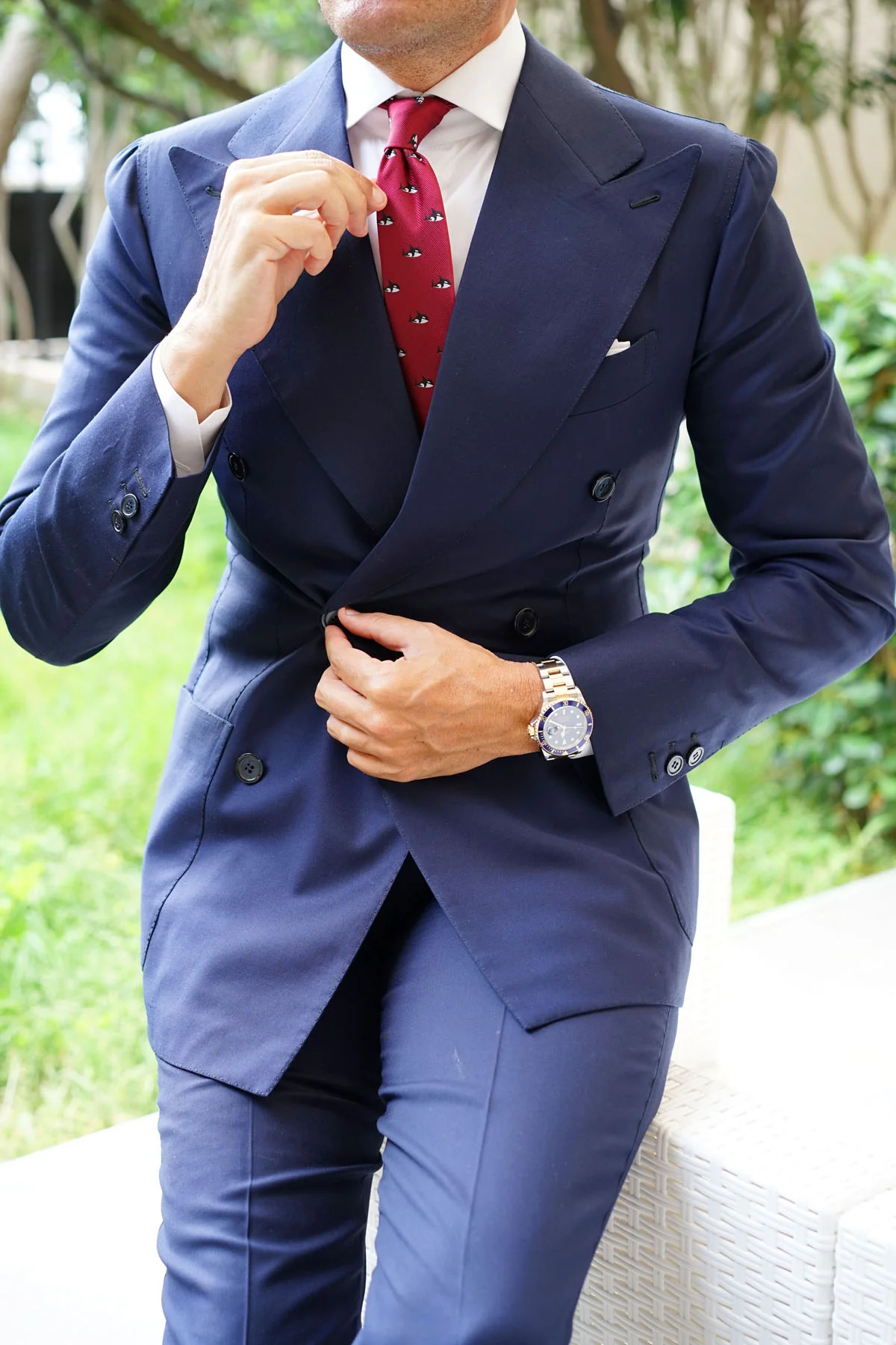 Burgundy Minke Whale Skinny Tie - Image 5