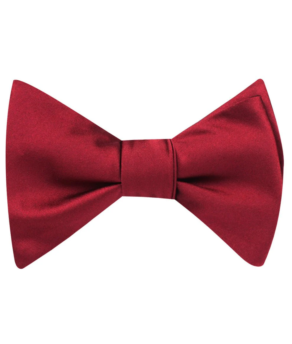 Burgundy Satin Self Bow Tie - Image 2
