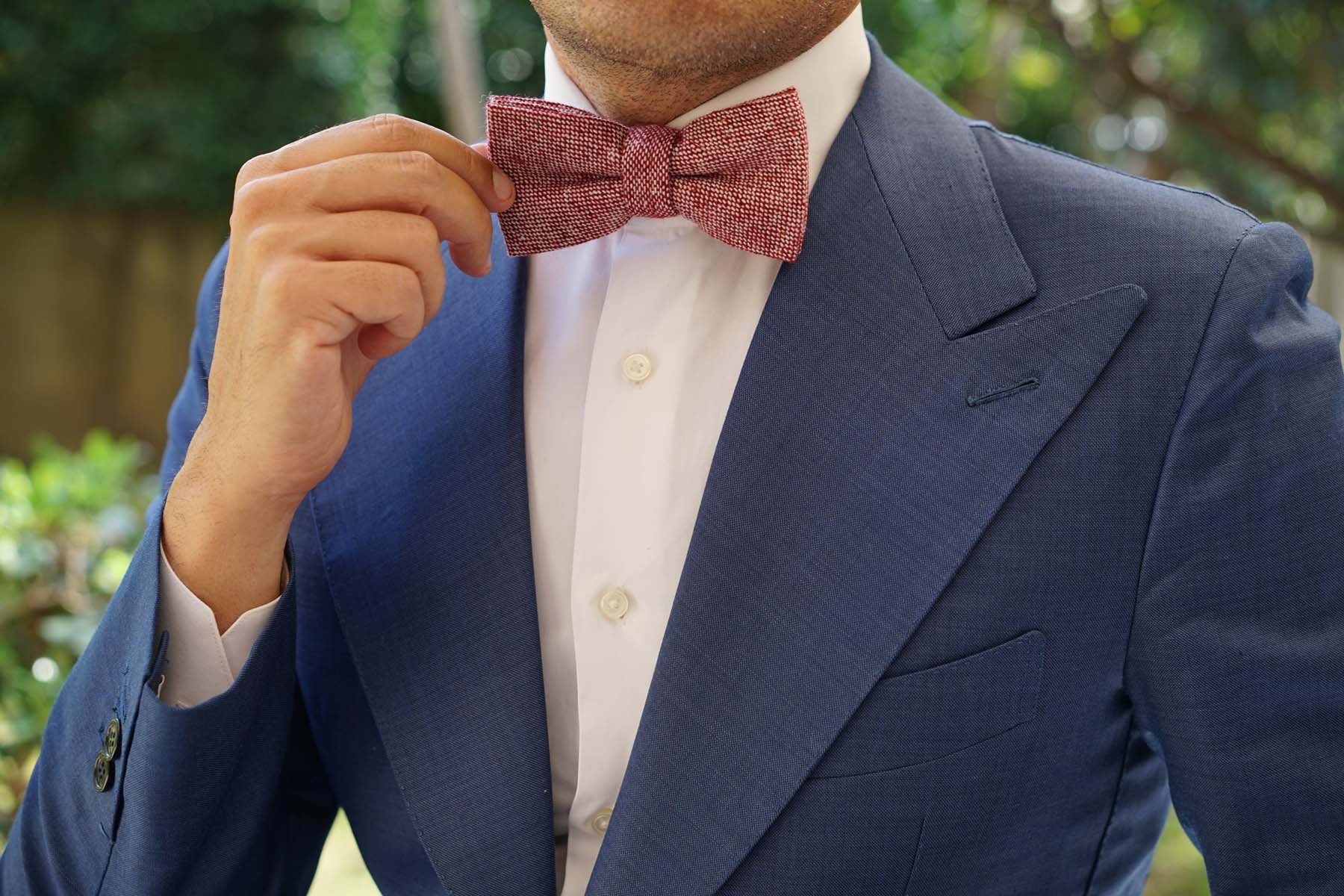 Burgundy Sharkskin Bow Tie - Image 5