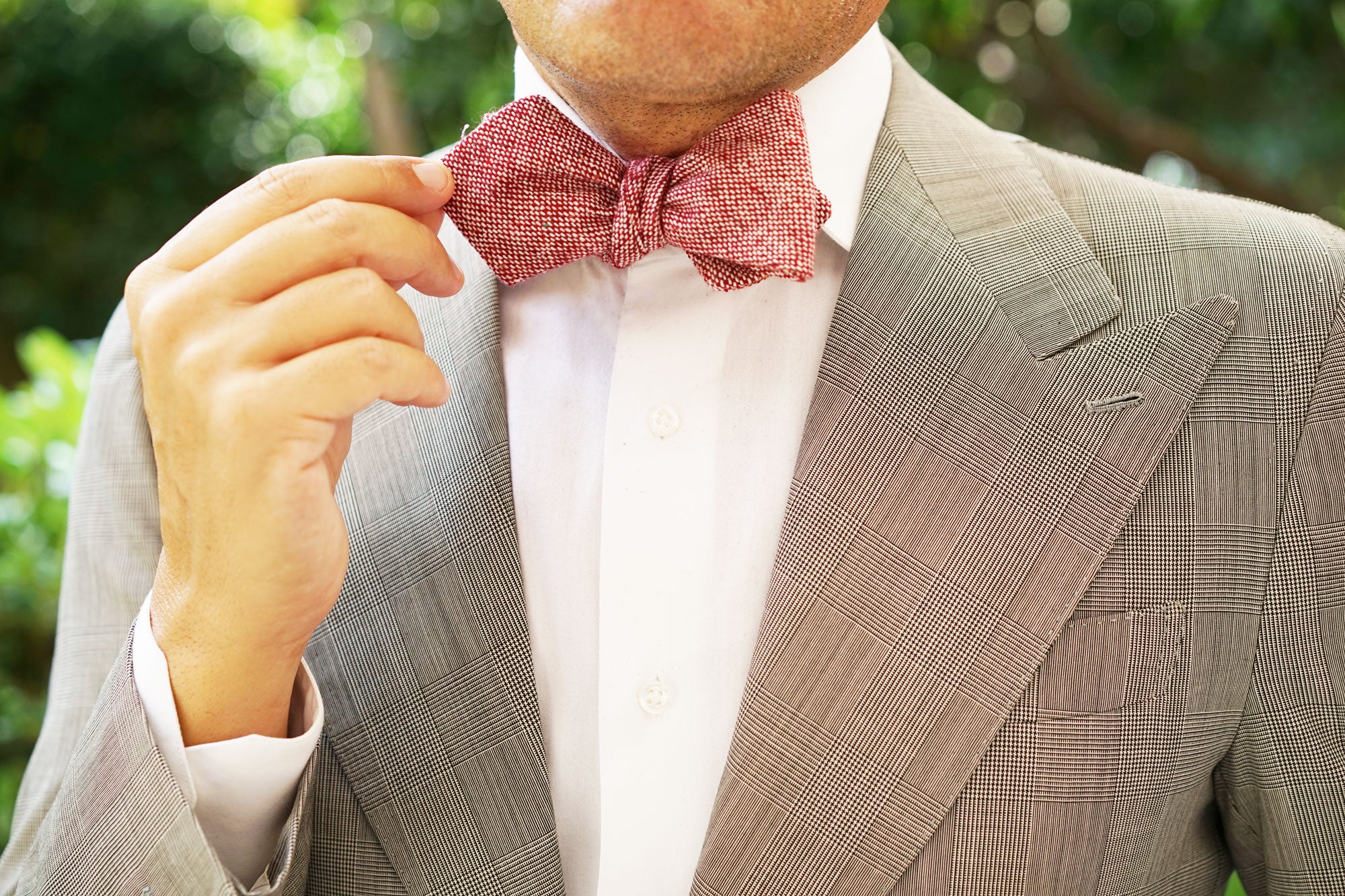Burgundy Sharkskin Diamond Self Bow Tie - Image 10