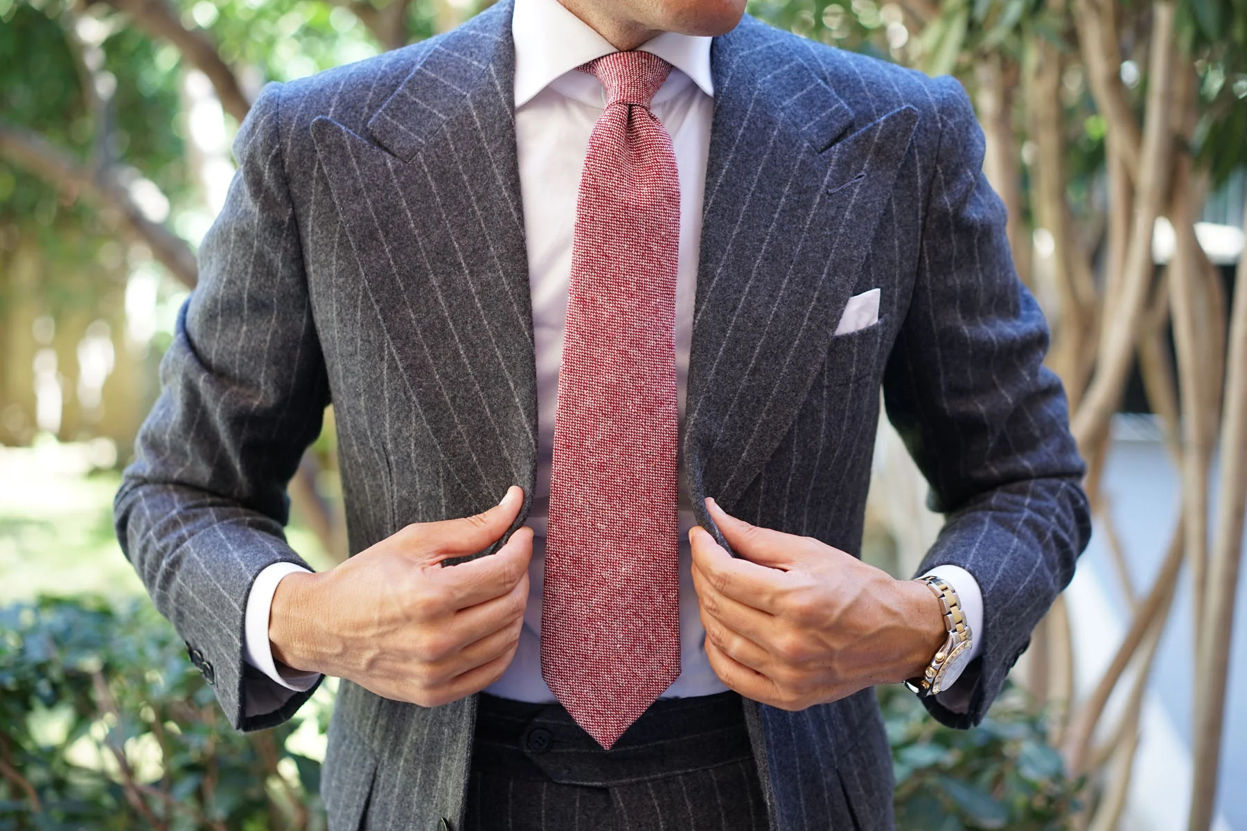 Burgundy Sharkskin Tie - Image 10