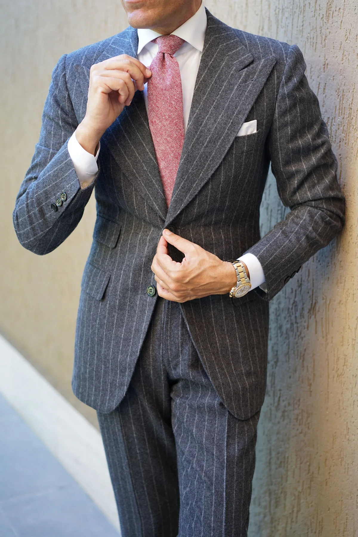 Burgundy Sharkskin Tie - Image 6