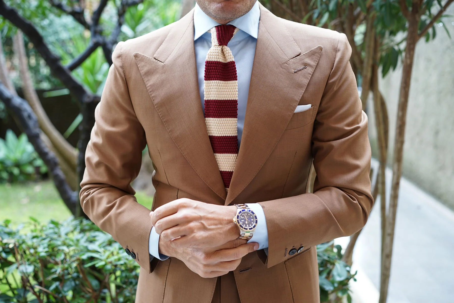 Burgundy Vanilla Knitted Tie - Image 10