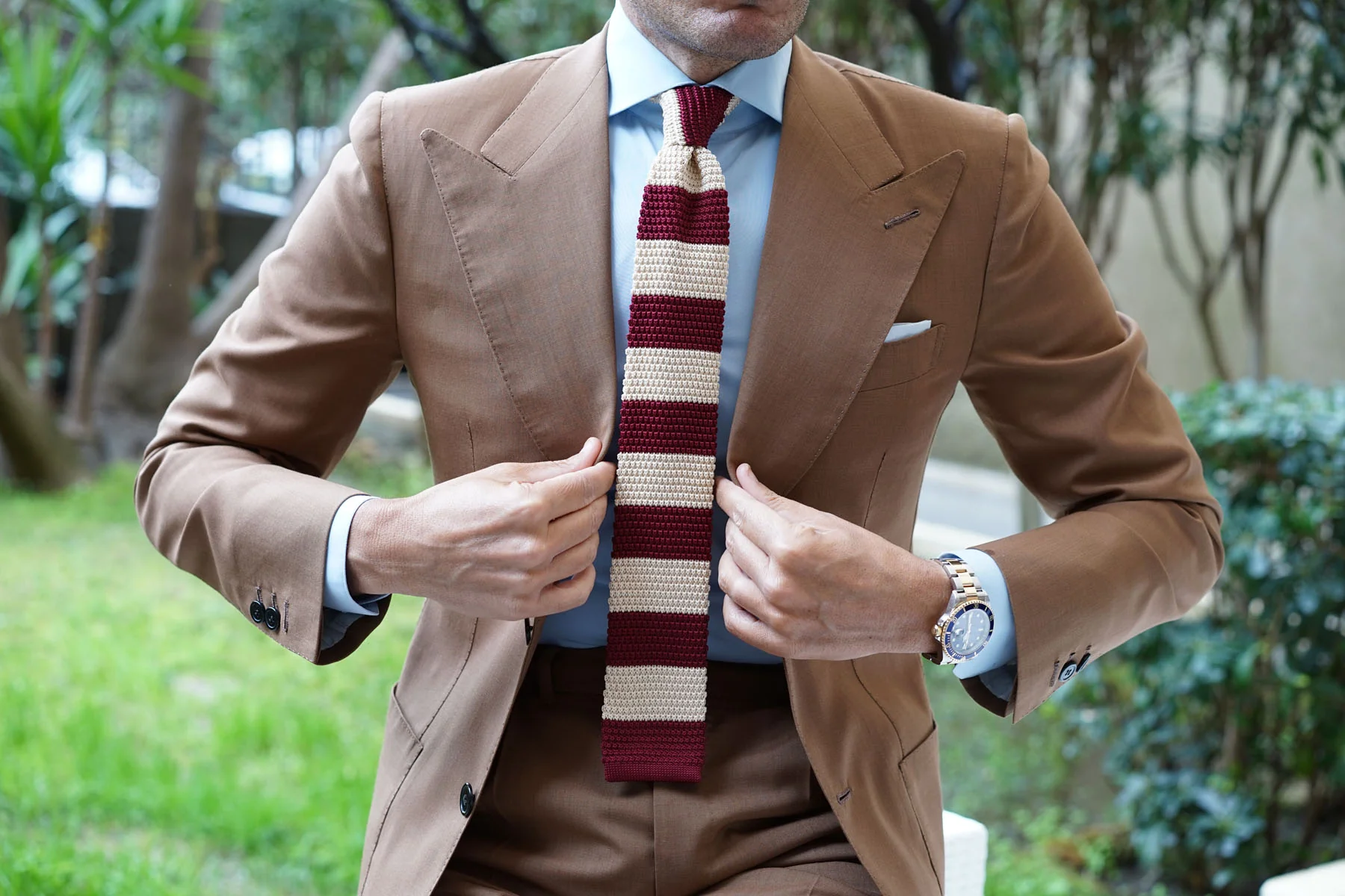 Burgundy Vanilla Knitted Tie - Image 11