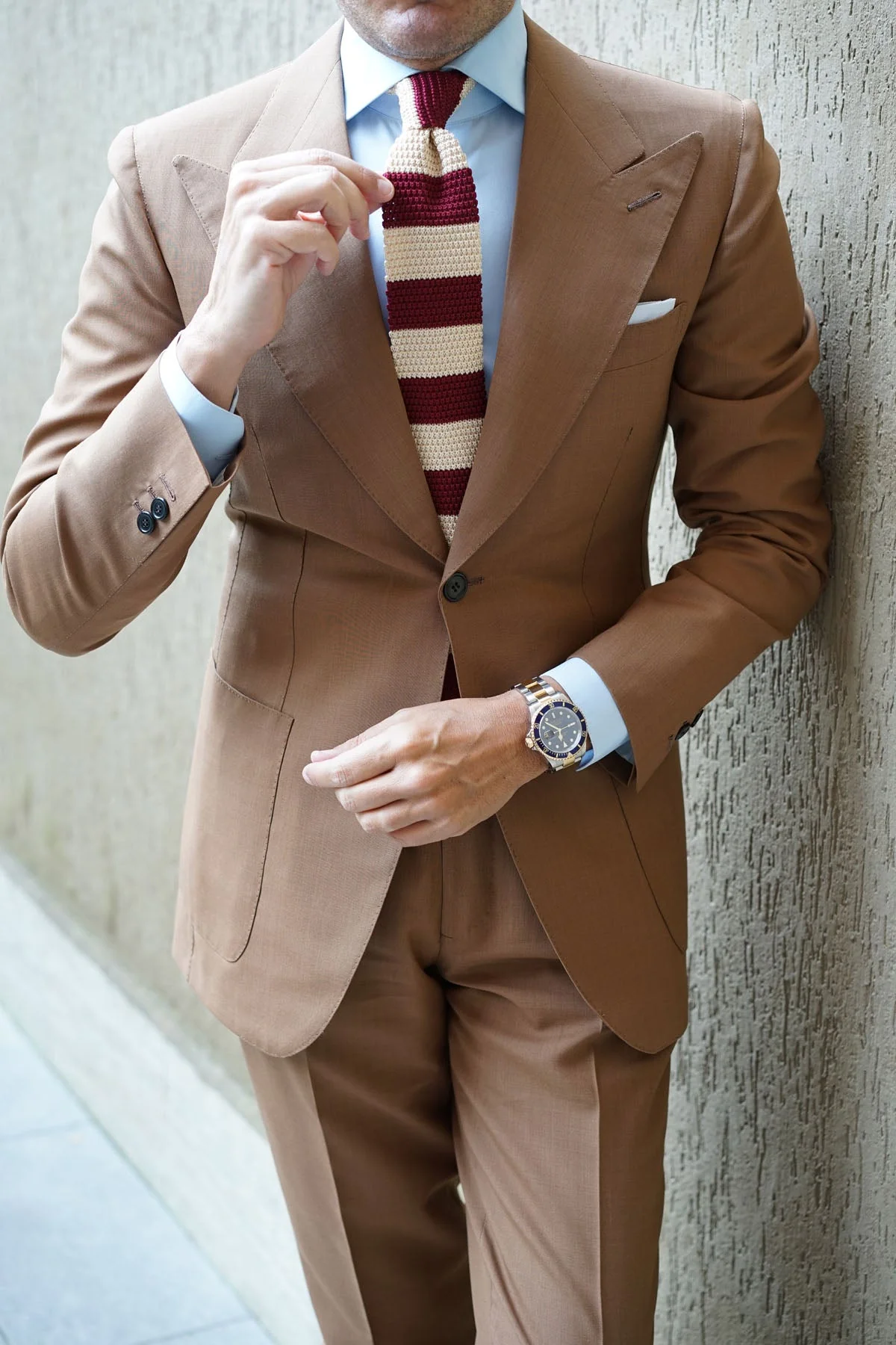 Burgundy Vanilla Knitted Tie - Image 12