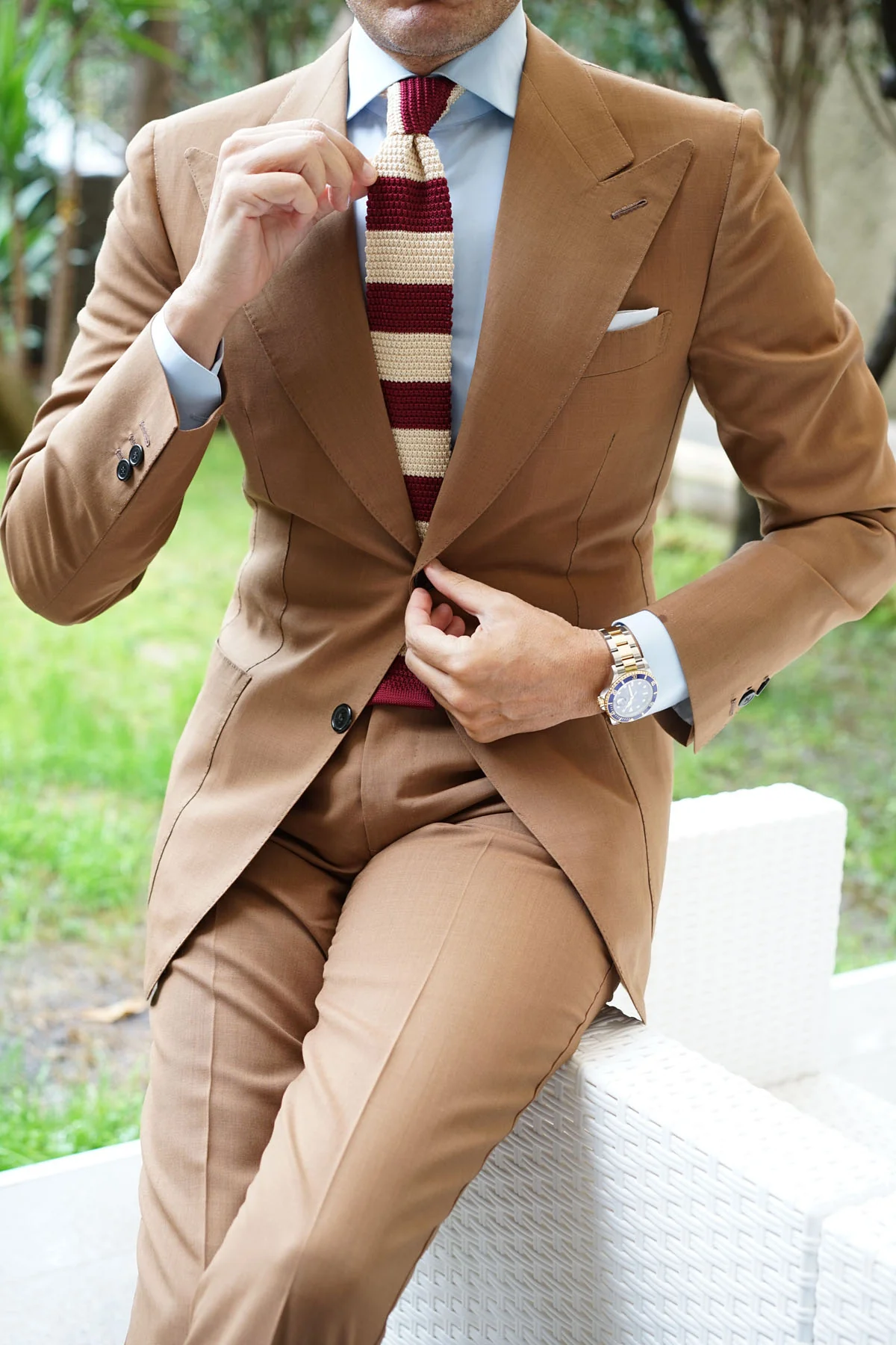 Burgundy Vanilla Knitted Tie - Image 13