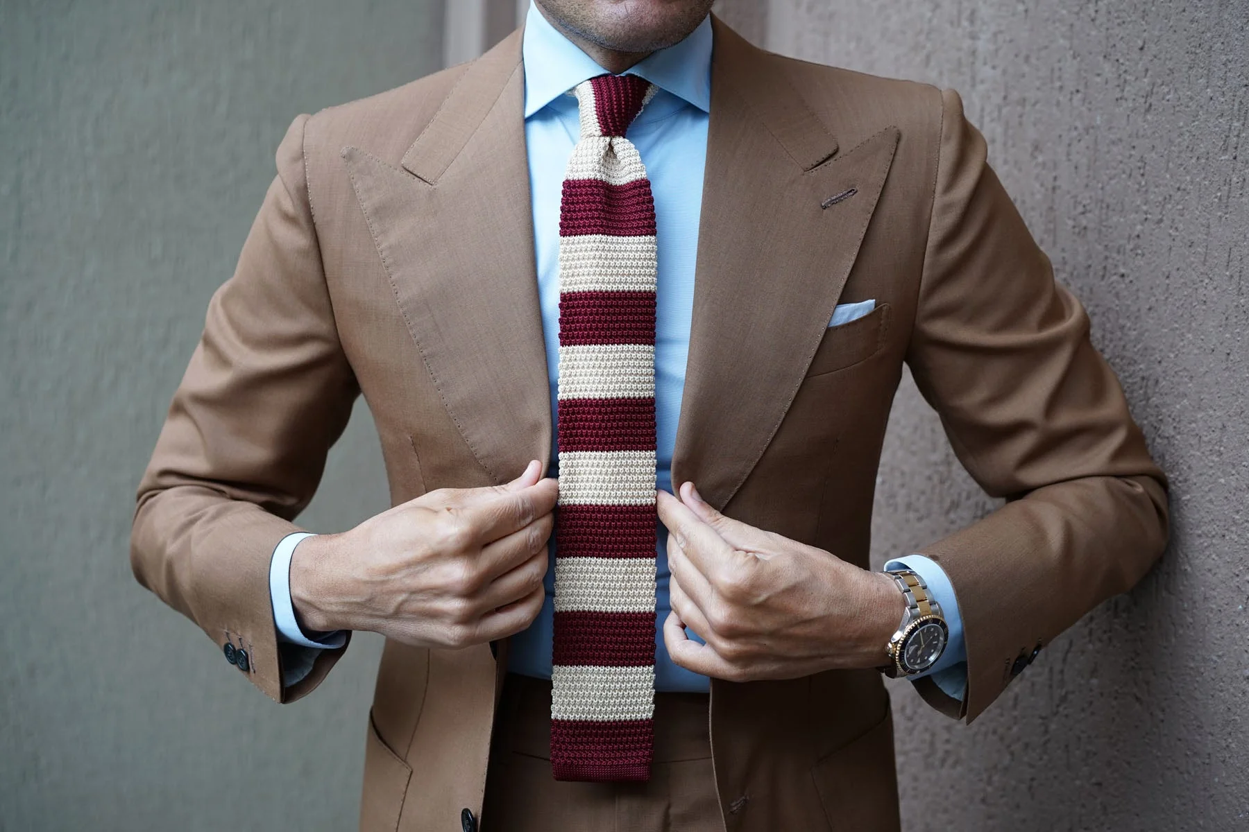 Burgundy Vanilla Knitted Tie - Image 14