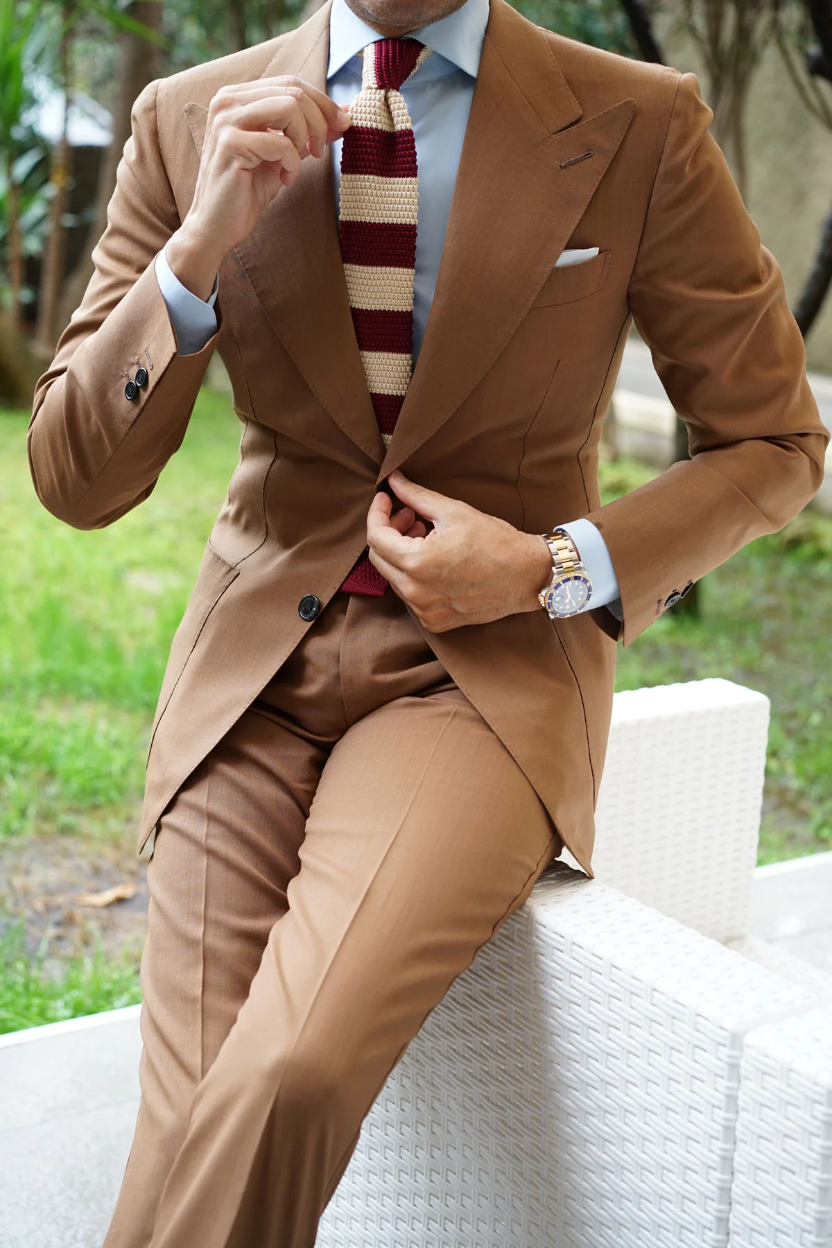 Burgundy Vanilla Knitted Tie - Image 15