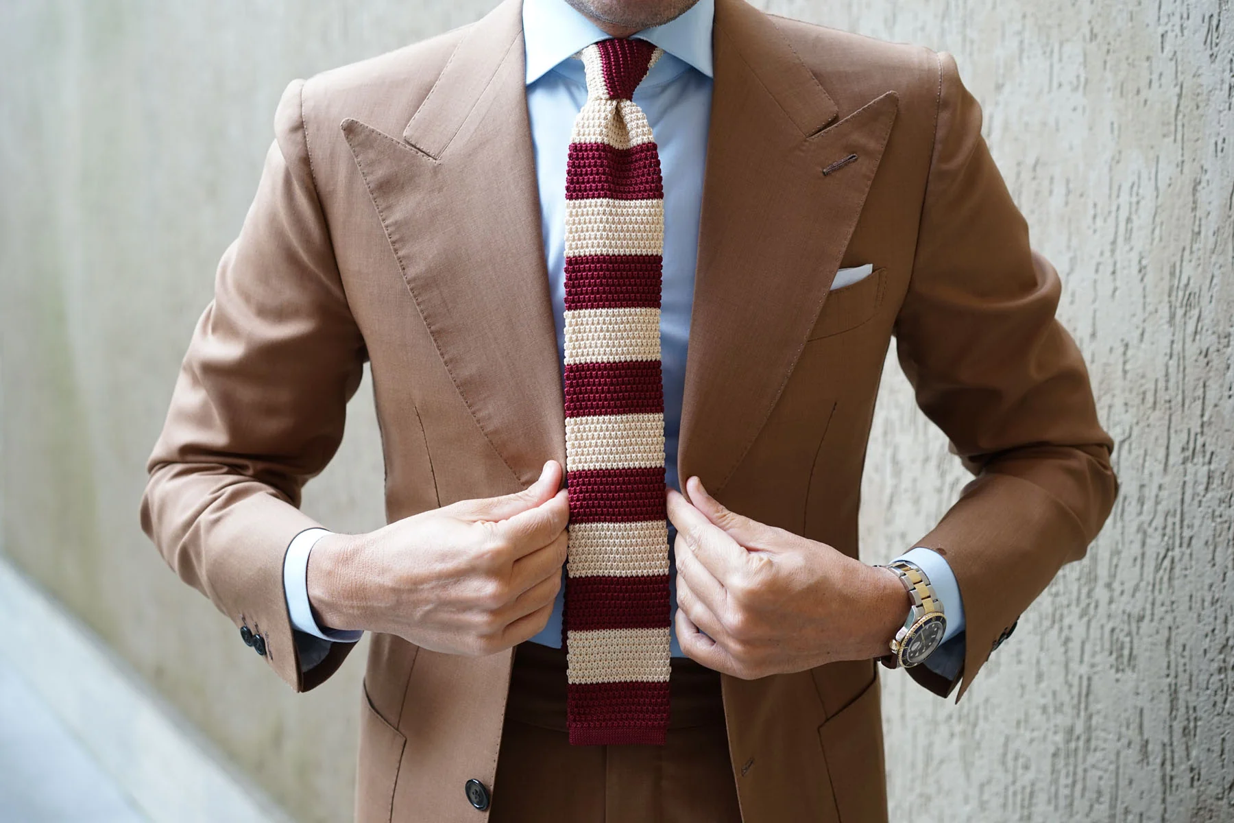 Burgundy Vanilla Knitted Tie - Image 16