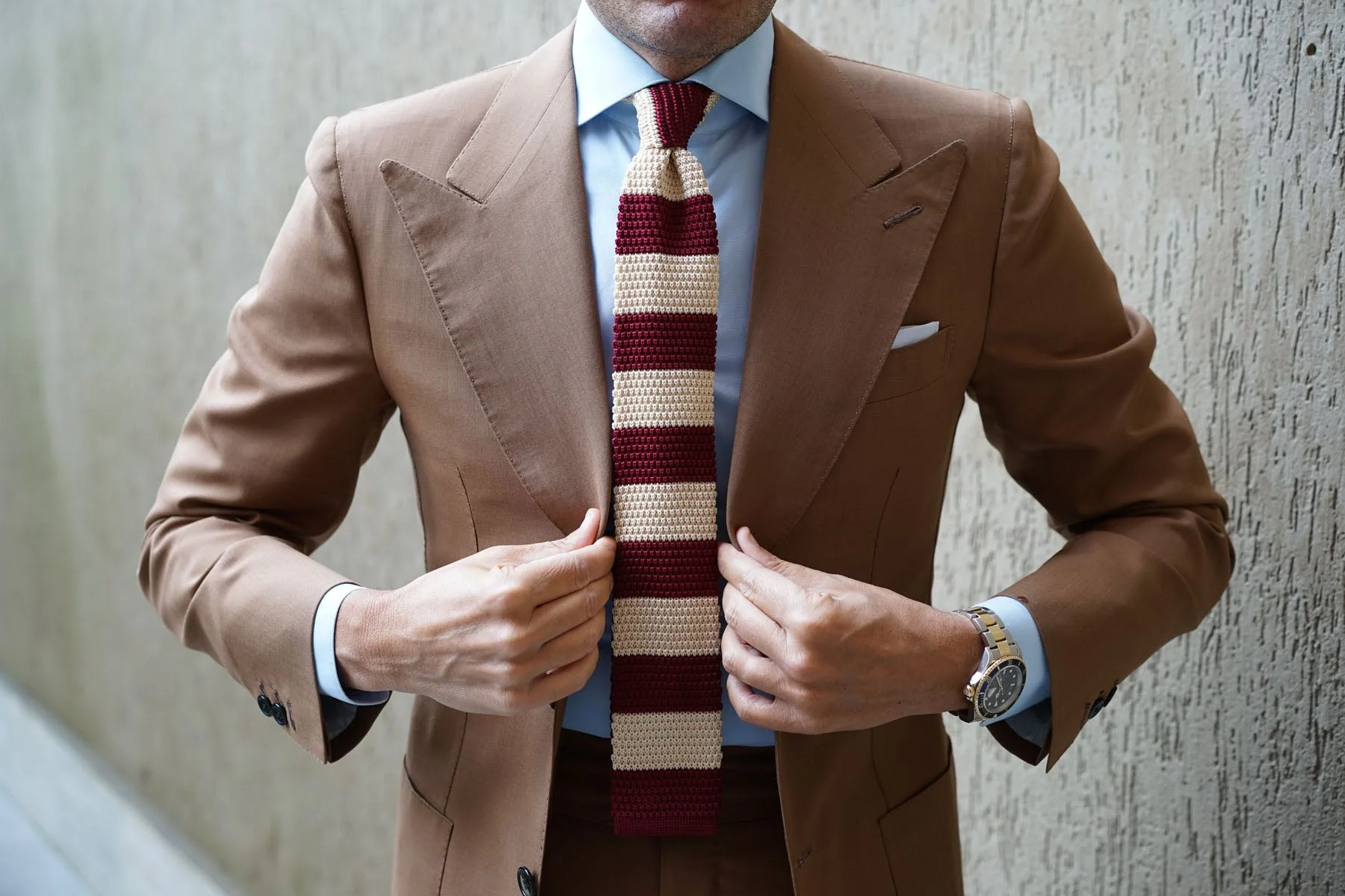 Burgundy Vanilla Knitted Tie - Image 18