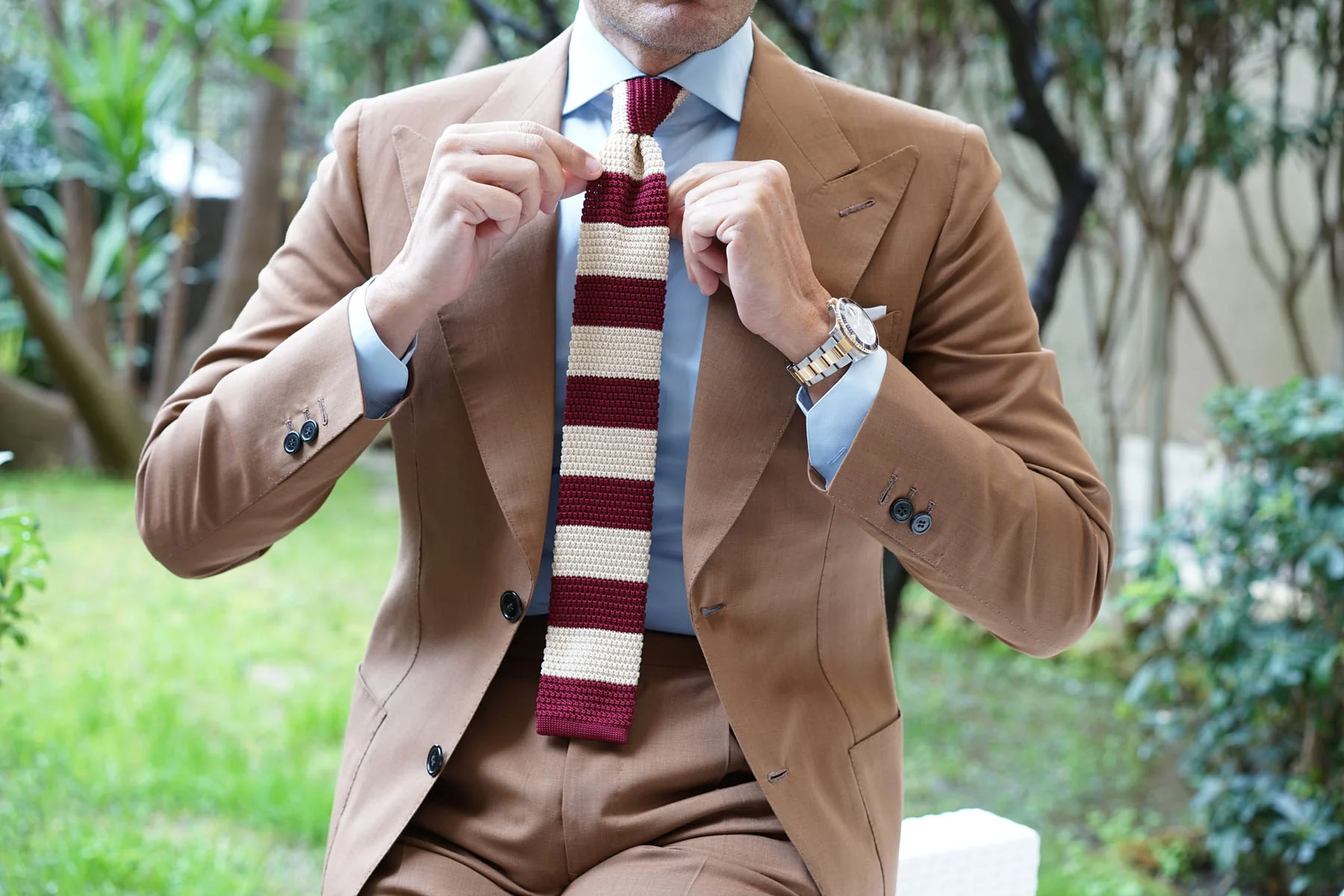 Burgundy Vanilla Knitted Tie - Image 8