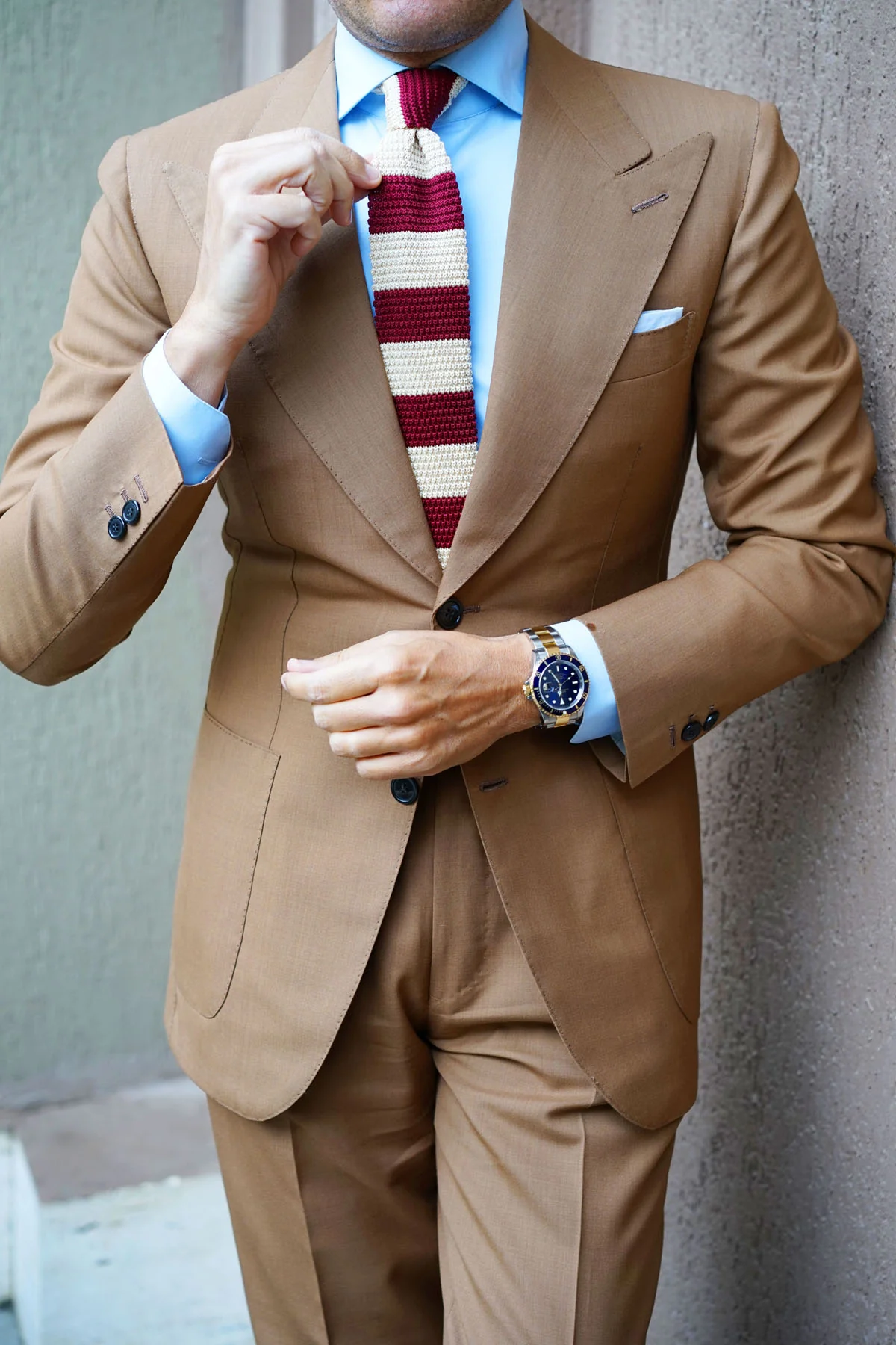 Burgundy Vanilla Knitted Tie - Image 9