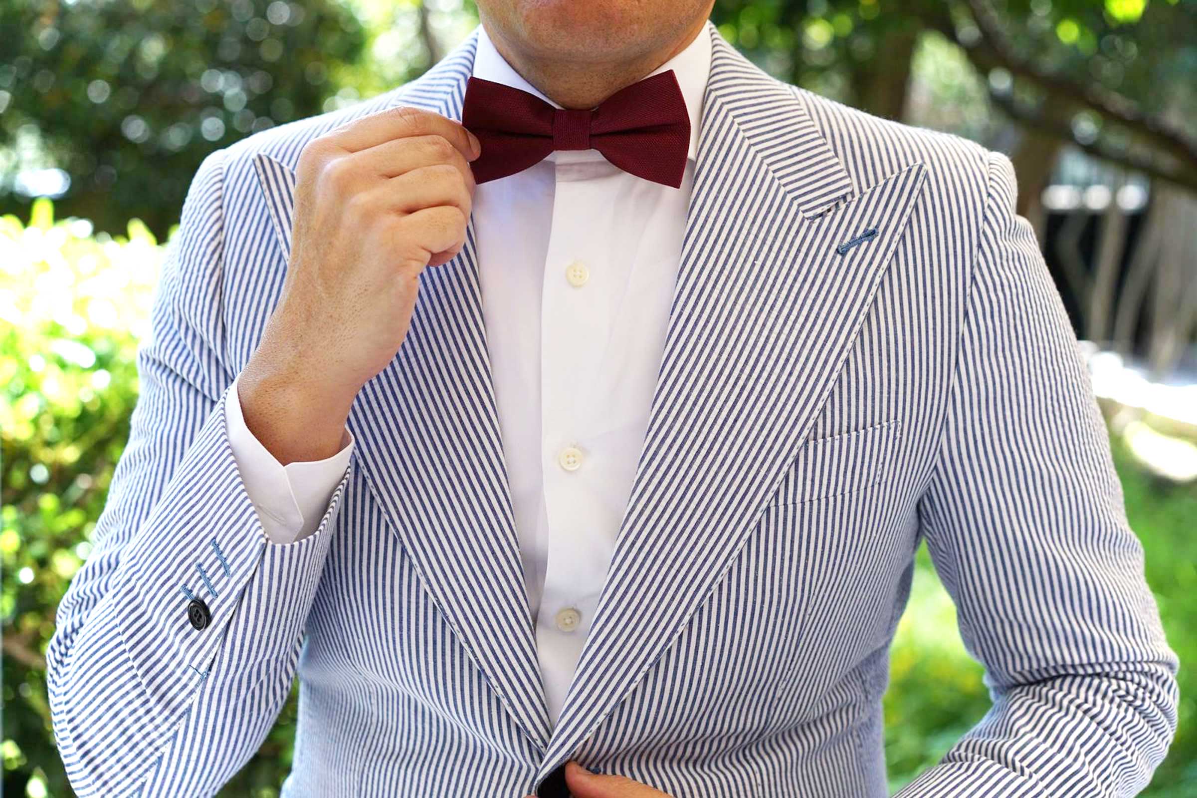 Burgundy Weave Bow Tie - Image 3