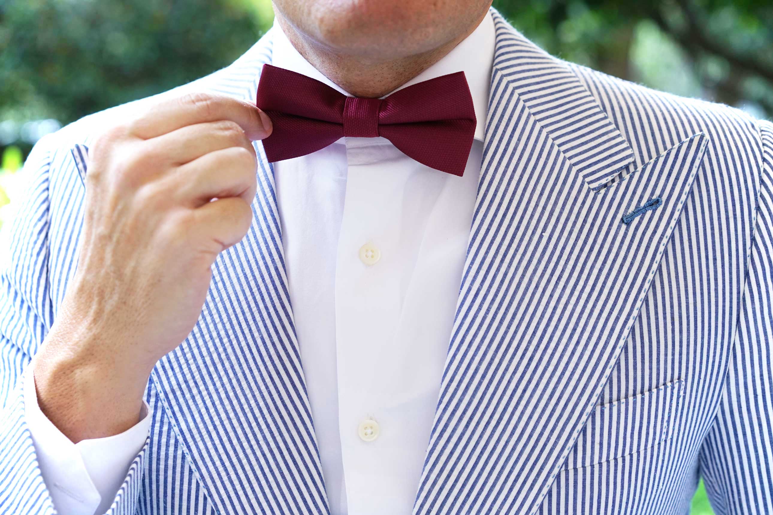 Burgundy Weave Bow Tie - Image 6