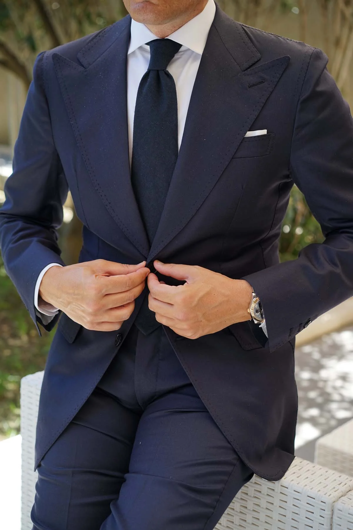 Burnt Boston Navy Blue Necktie - Image 7