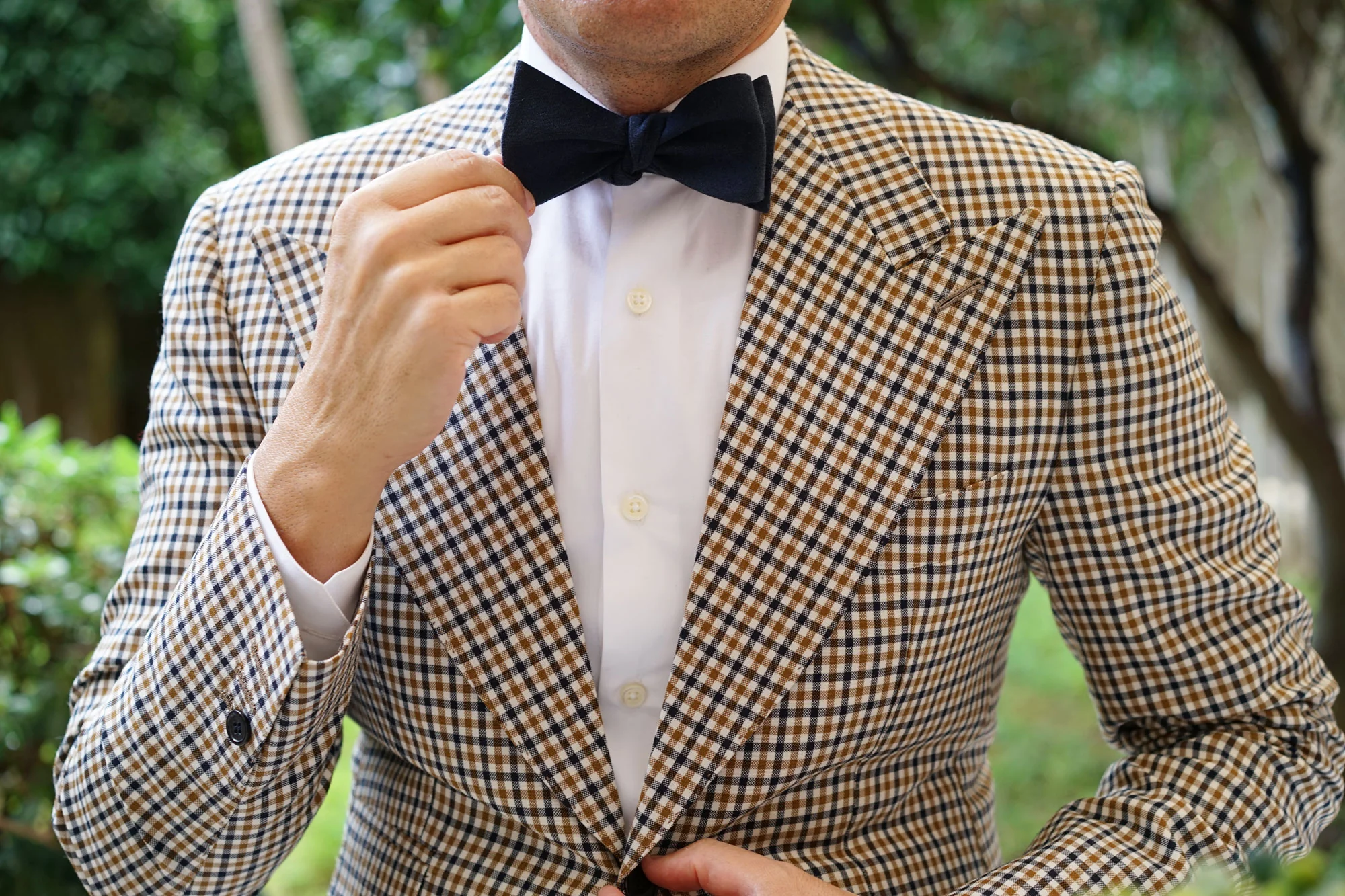 Burnt Boston Navy Blue Self Bow Tie - Image 4