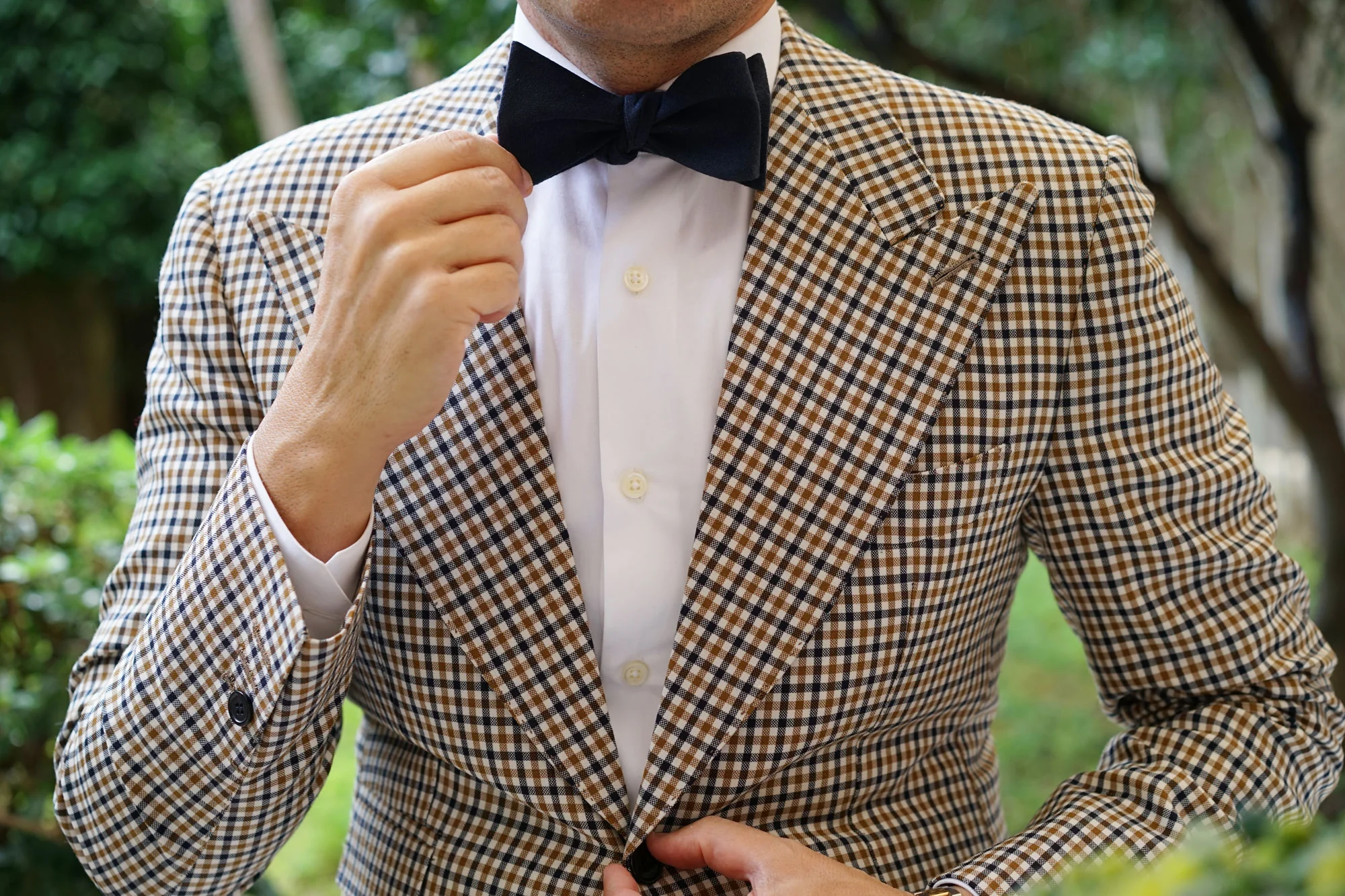 Burnt Boston Navy Blue Self Bow Tie - Image 6
