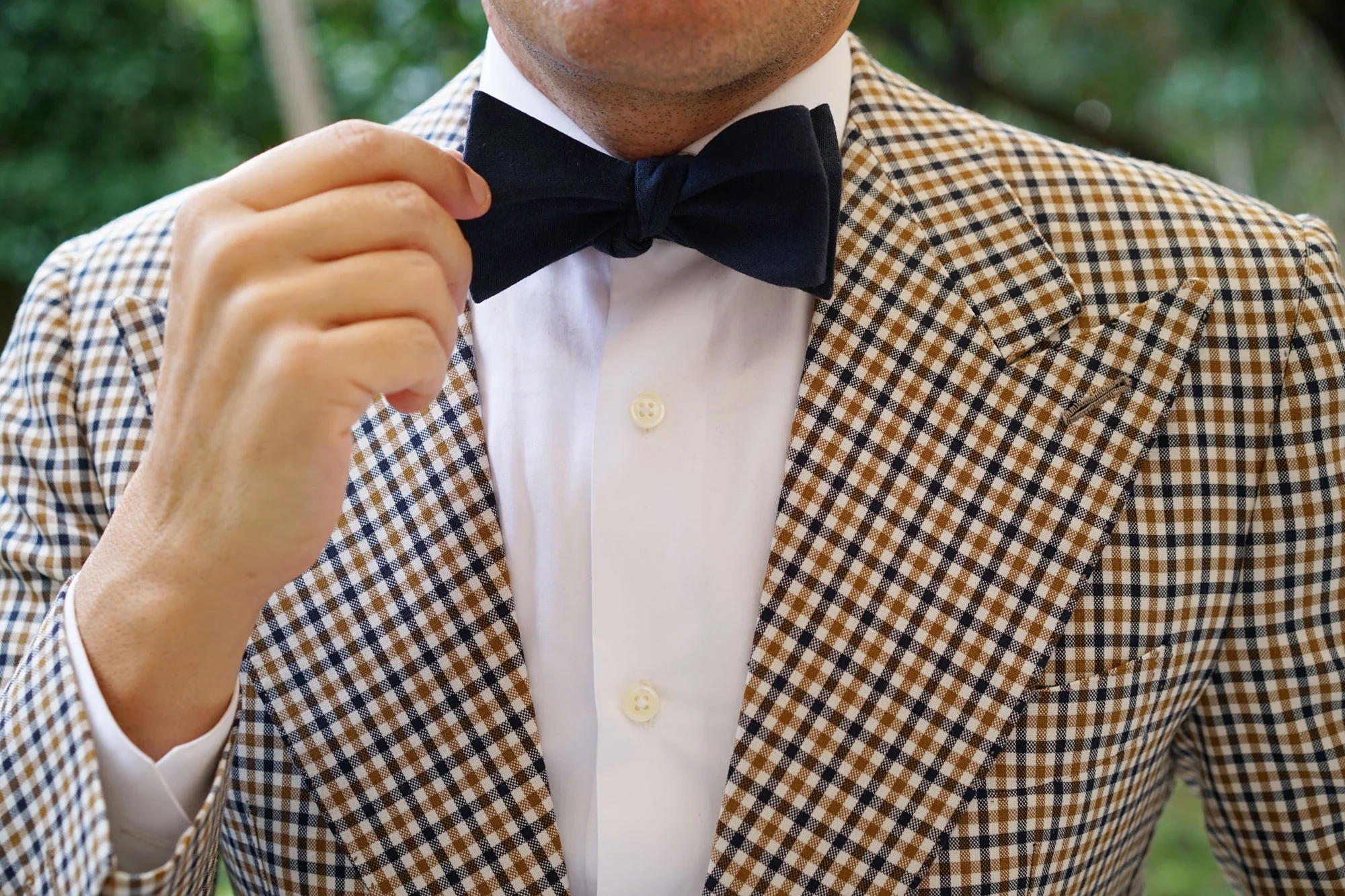 Burnt Boston Navy Blue Self Bow Tie - Image 7