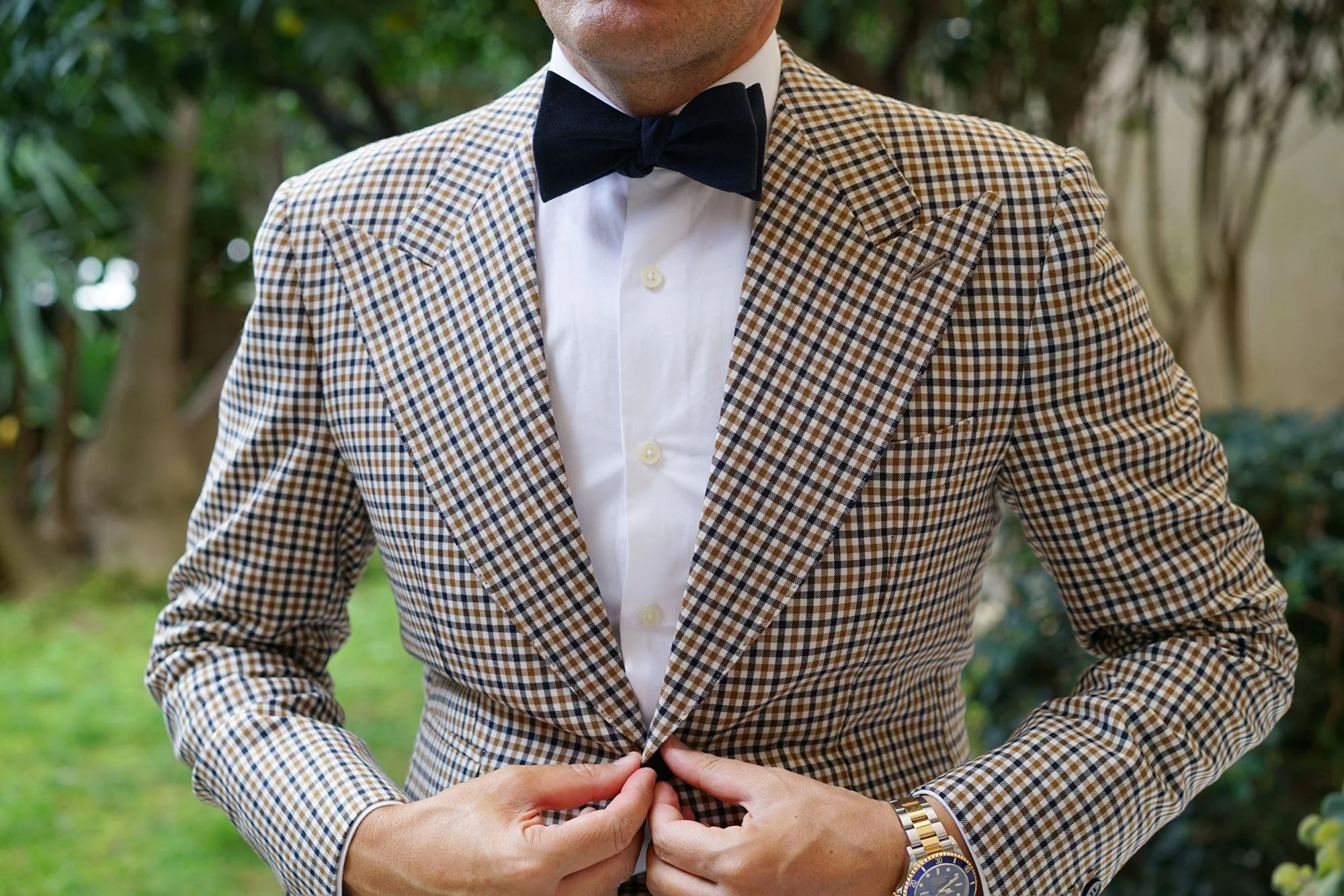 Burnt Boston Navy Blue Self Bow Tie - Image 9