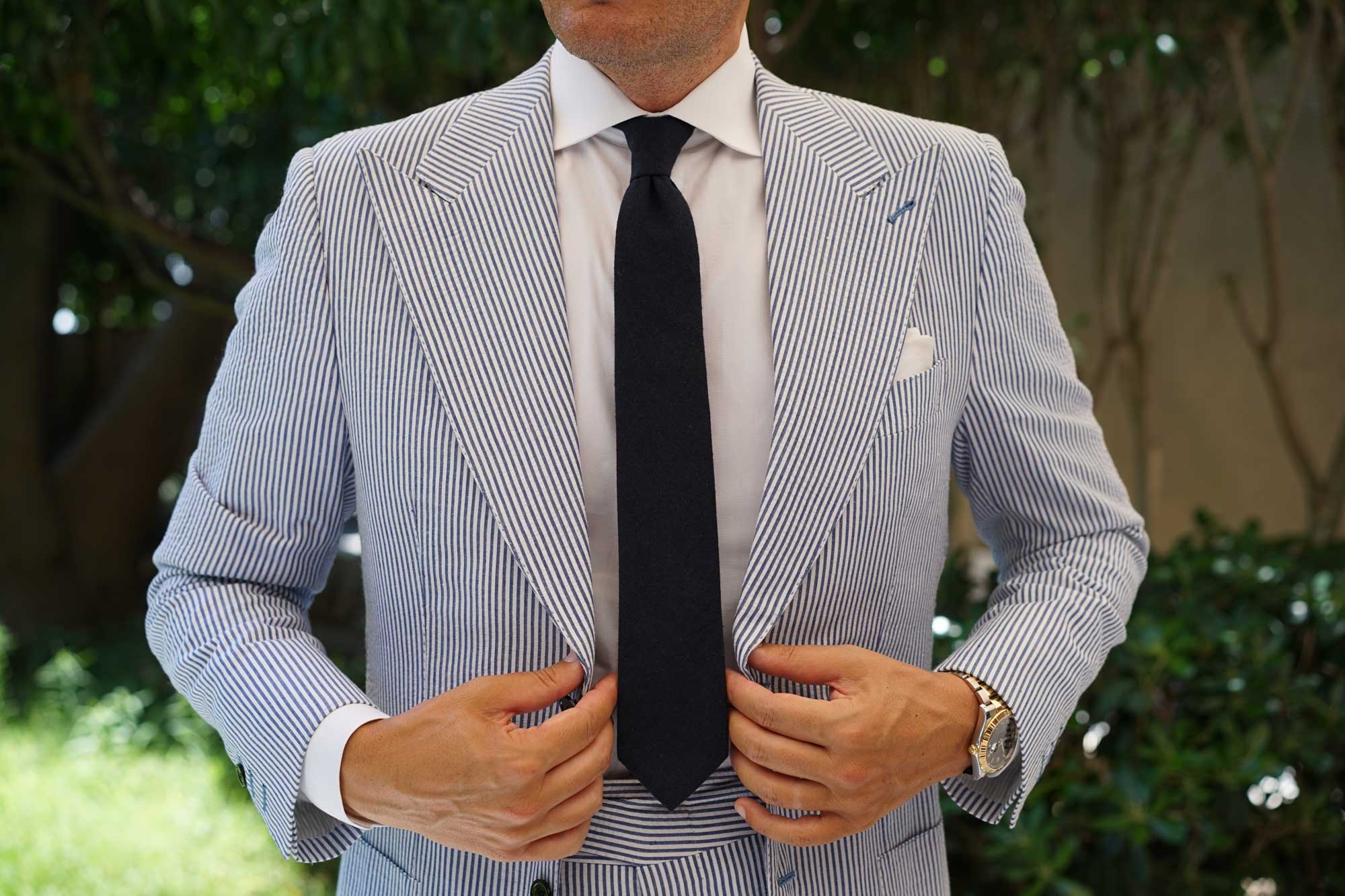 Burnt Boston Navy Blue Skinny Tie - Image 4