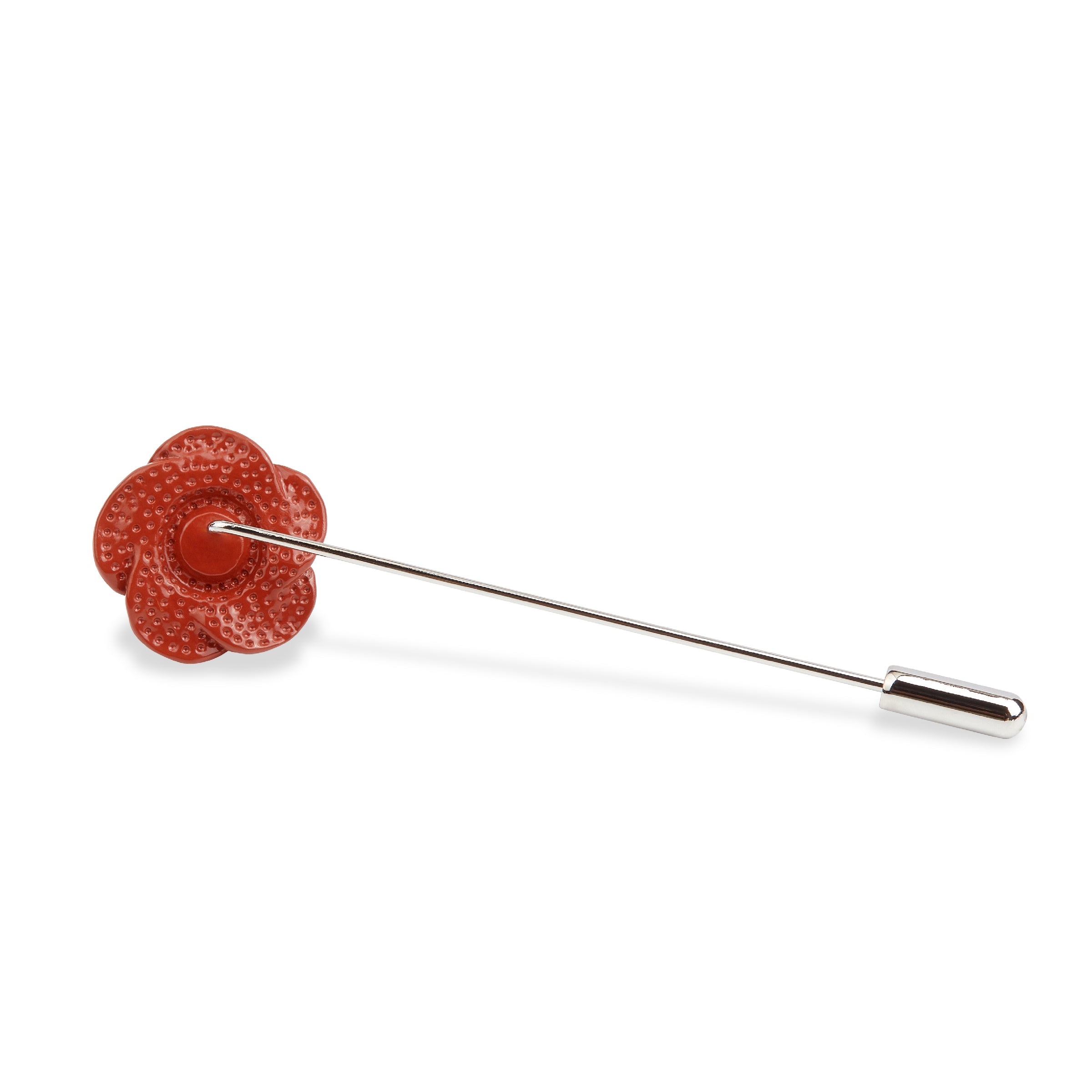 Burnt Dark Orange Rose Metal Lapel Pin - Image 2