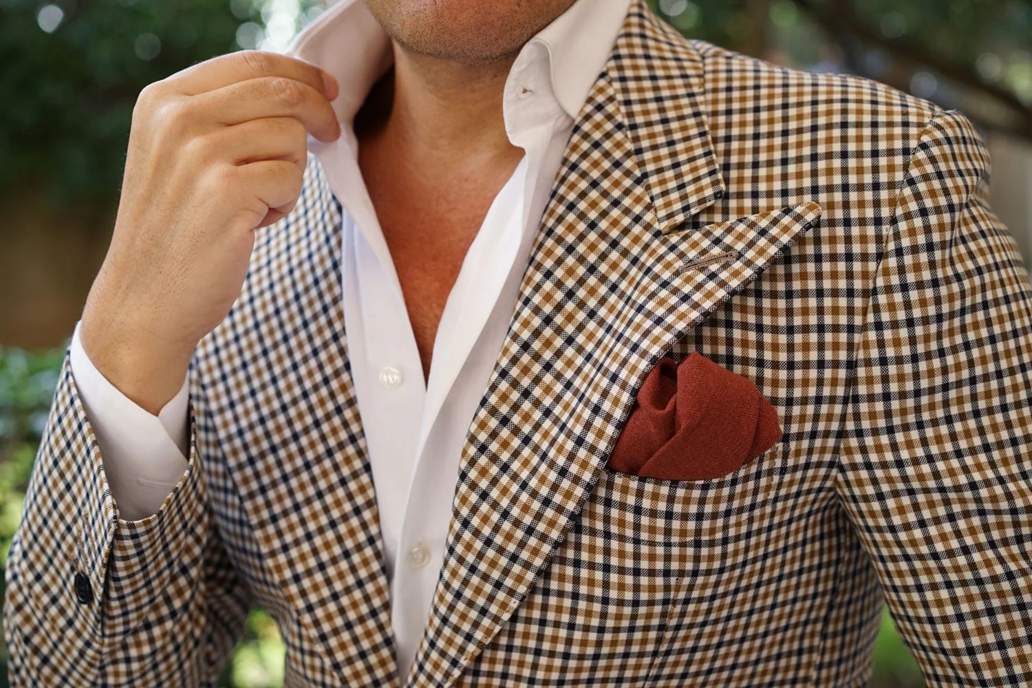 Burnt Golden Brown Linen Pocket Square - Image 4