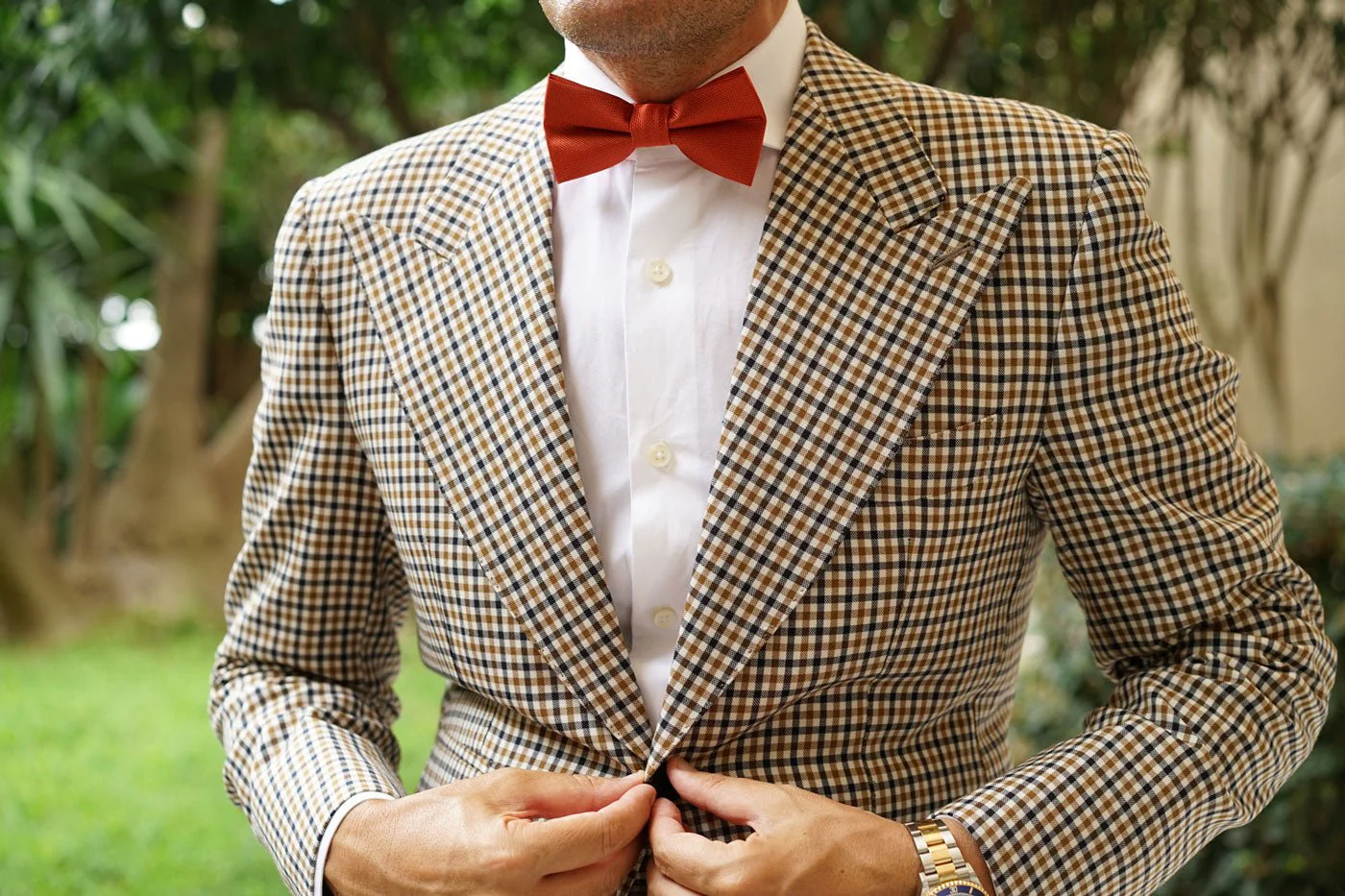 Burnt Orange Rust Weave Bow Tie - Image 10