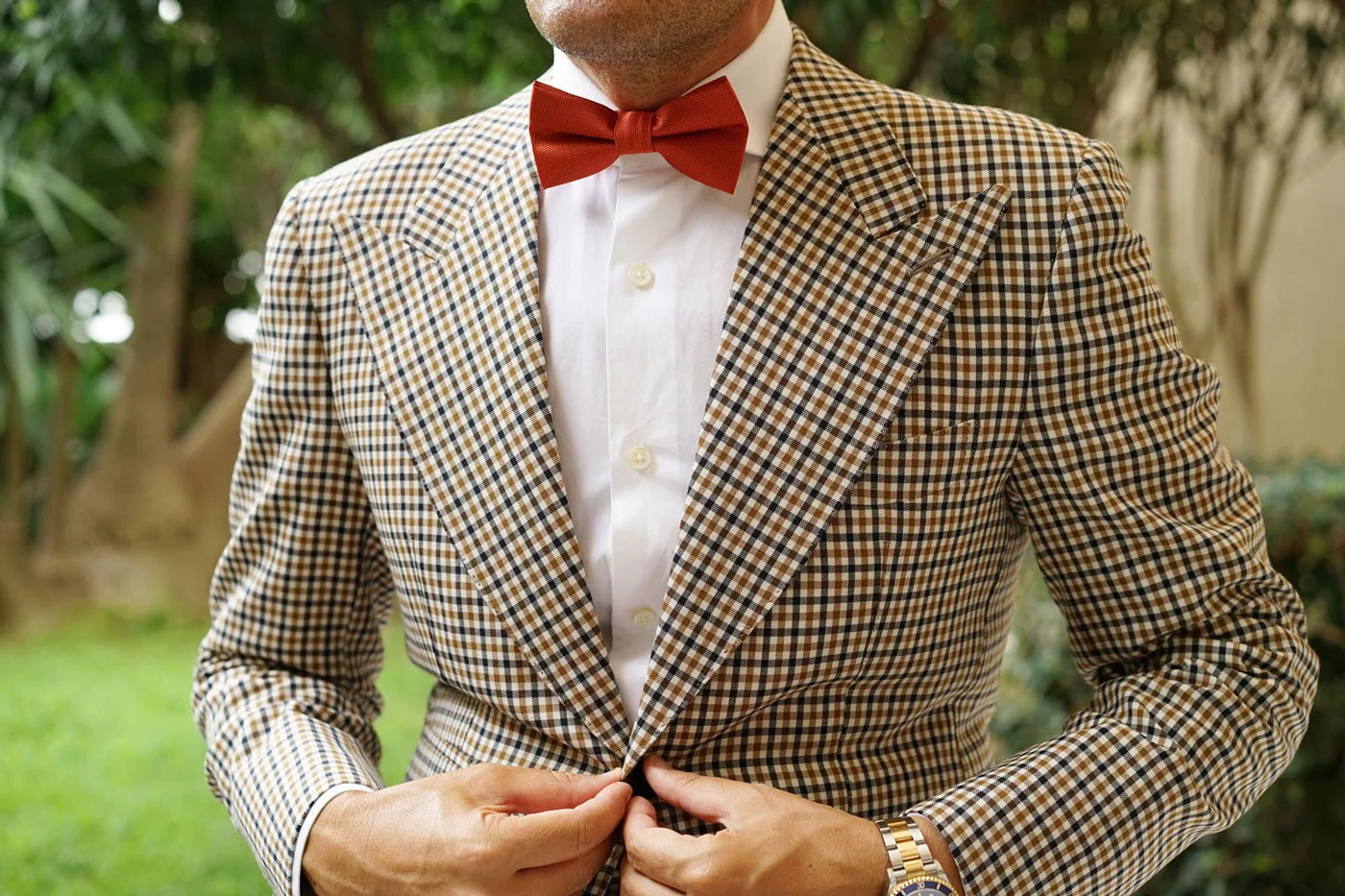 Burnt Orange Rust Weave Bow Tie - Image 3