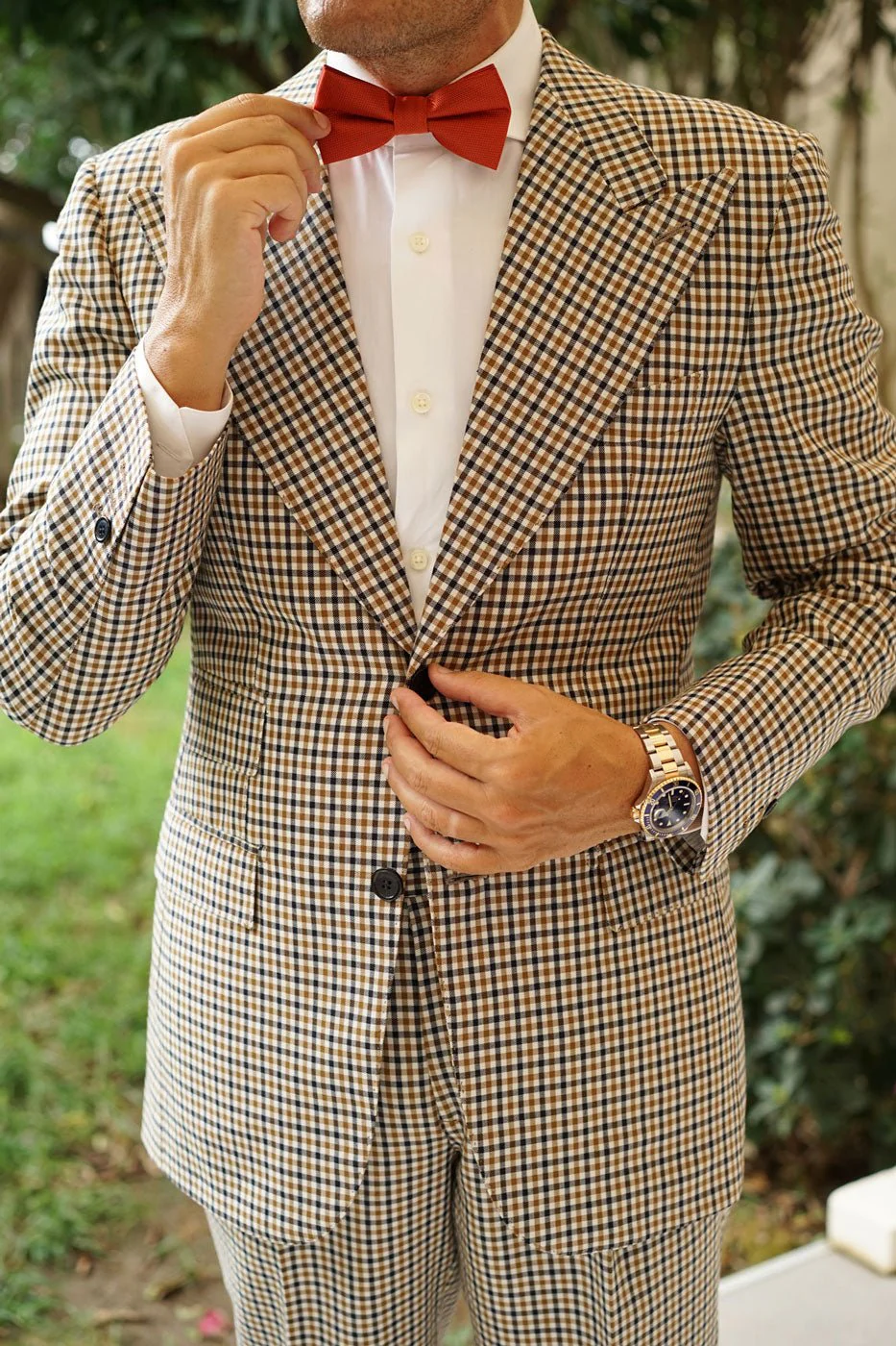 Burnt Orange Rust Weave Bow Tie - Image 4