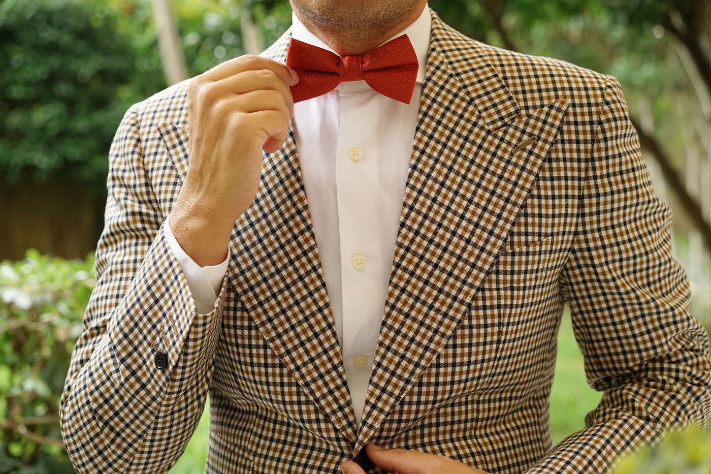Burnt Orange Rust Weave Bow Tie - Image 5