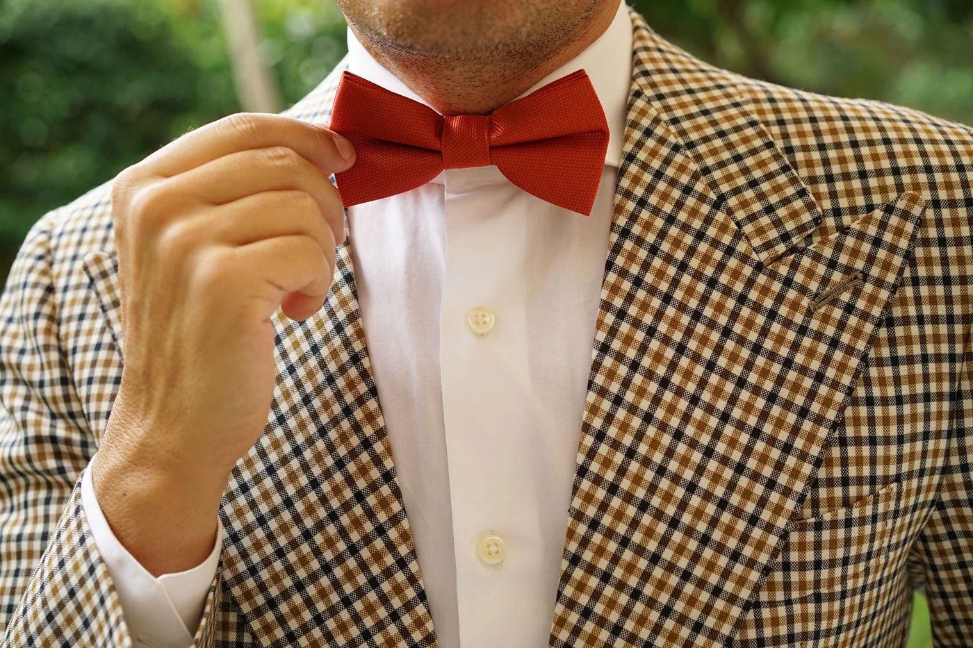 Burnt Orange Rust Weave Bow Tie - Image 6
