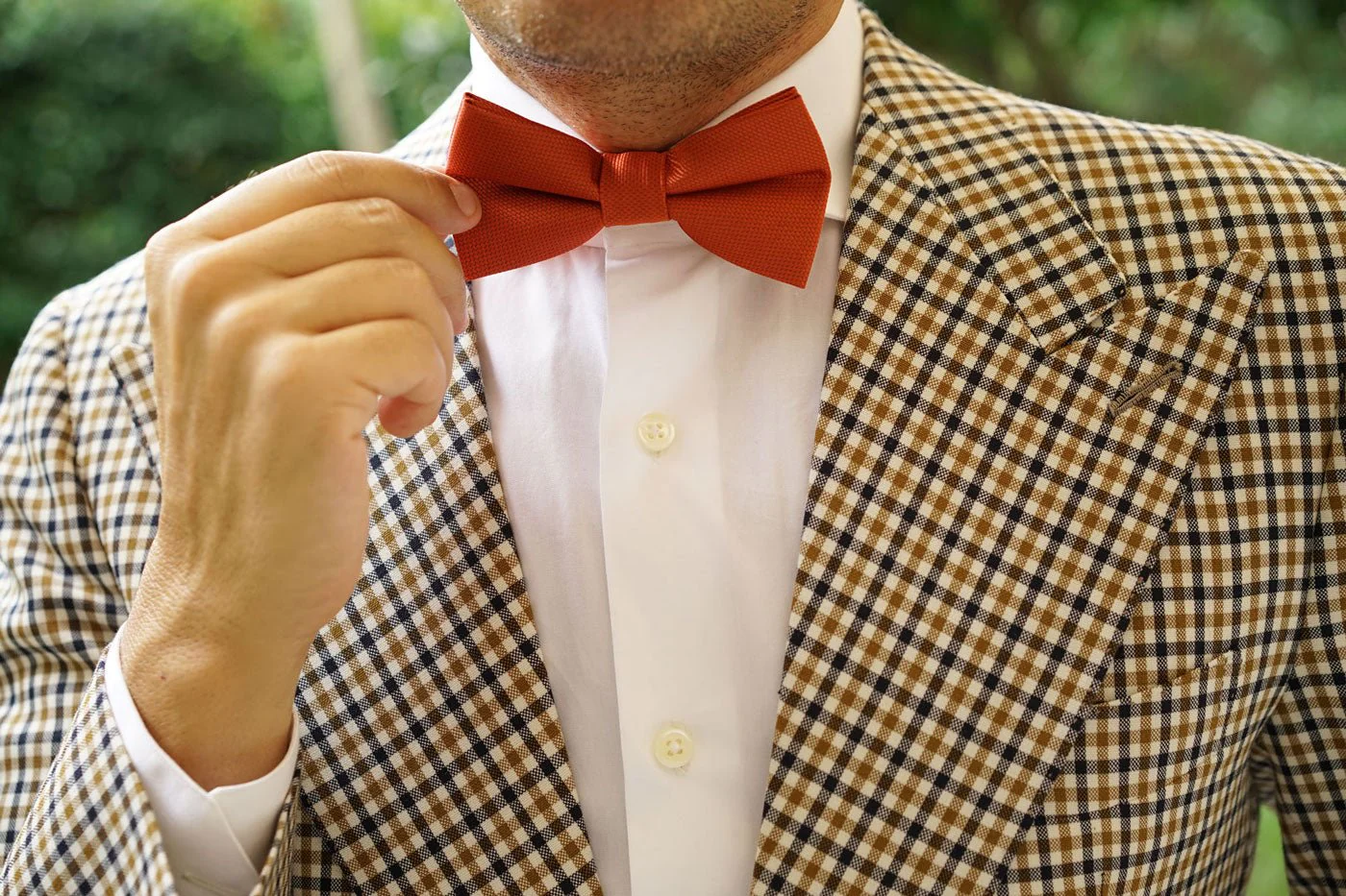 Burnt Orange Rust Weave Bow Tie - Image 7