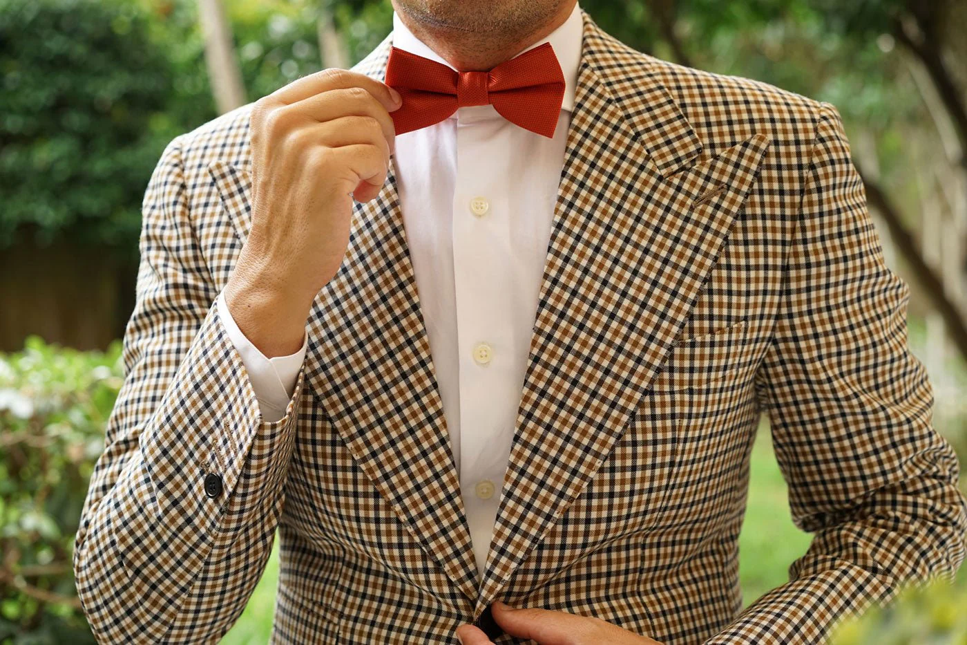 Burnt Orange Rust Weave Bow Tie - Image 9