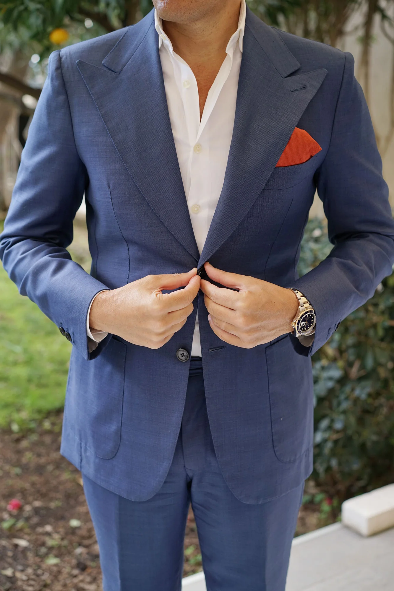 Burnt Orange Rust Weave Pocket Square - Image 4