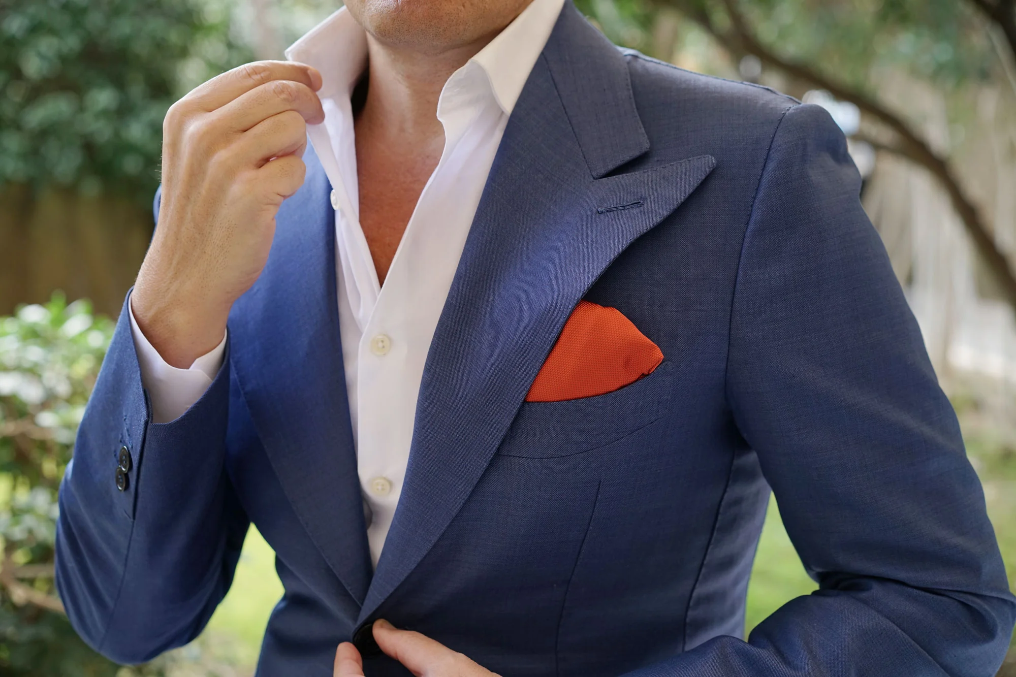 Burnt Orange Rust Weave Pocket Square - Image 7