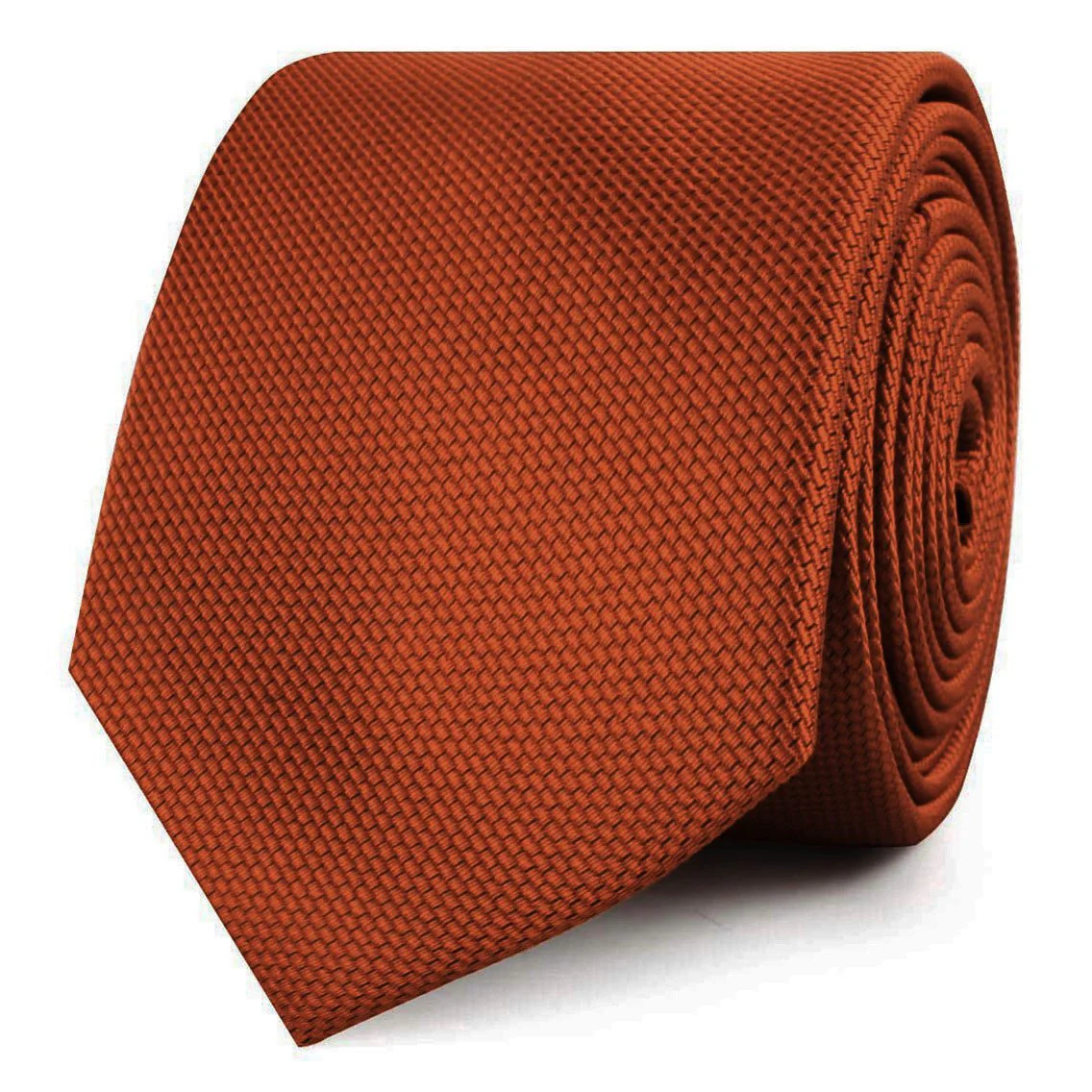 Burnt Orange Rust Weave Skinny Tie - Image 2