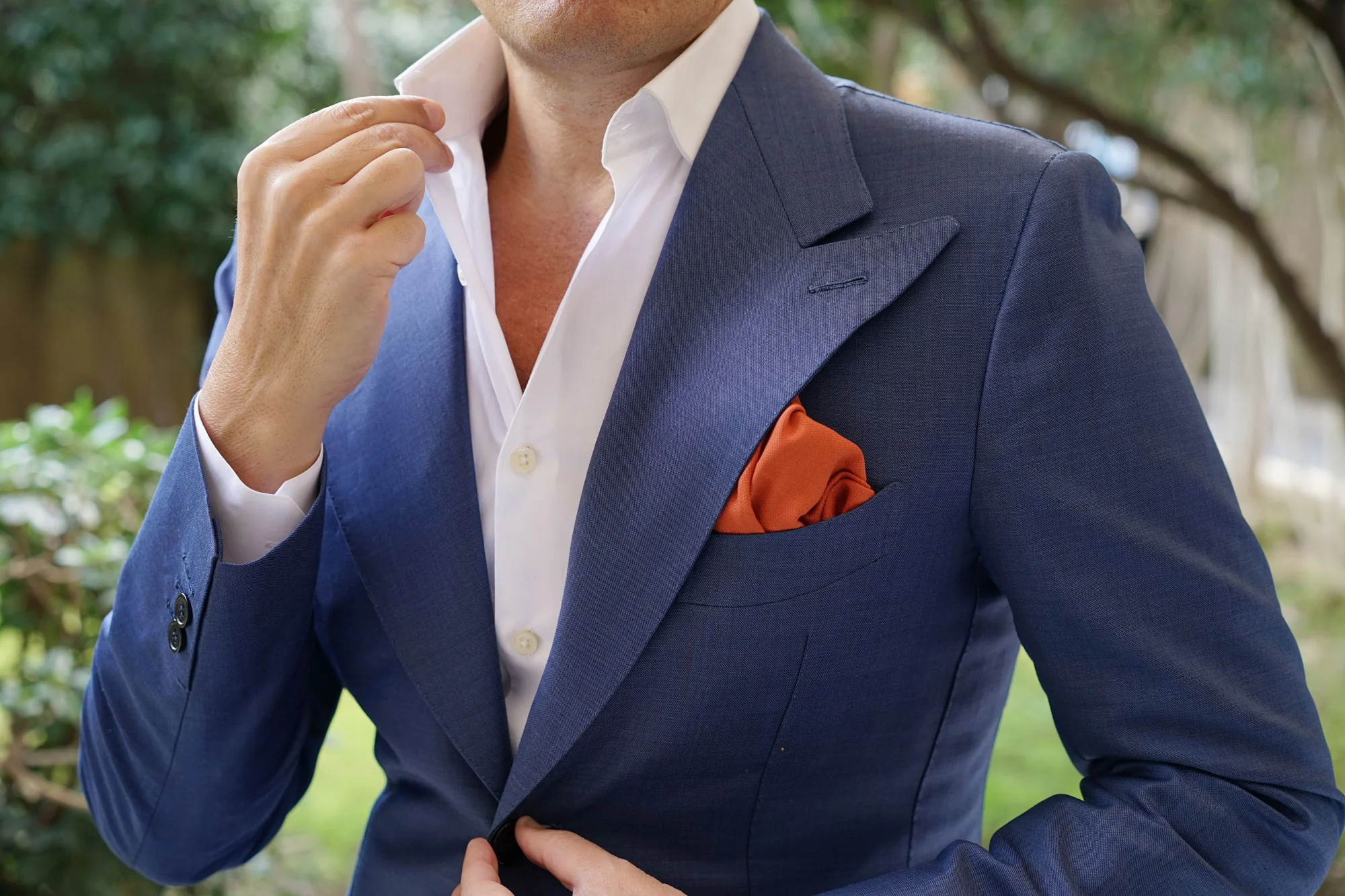 Burnt Terracotta Orange Linen Pocket Square - Image 7