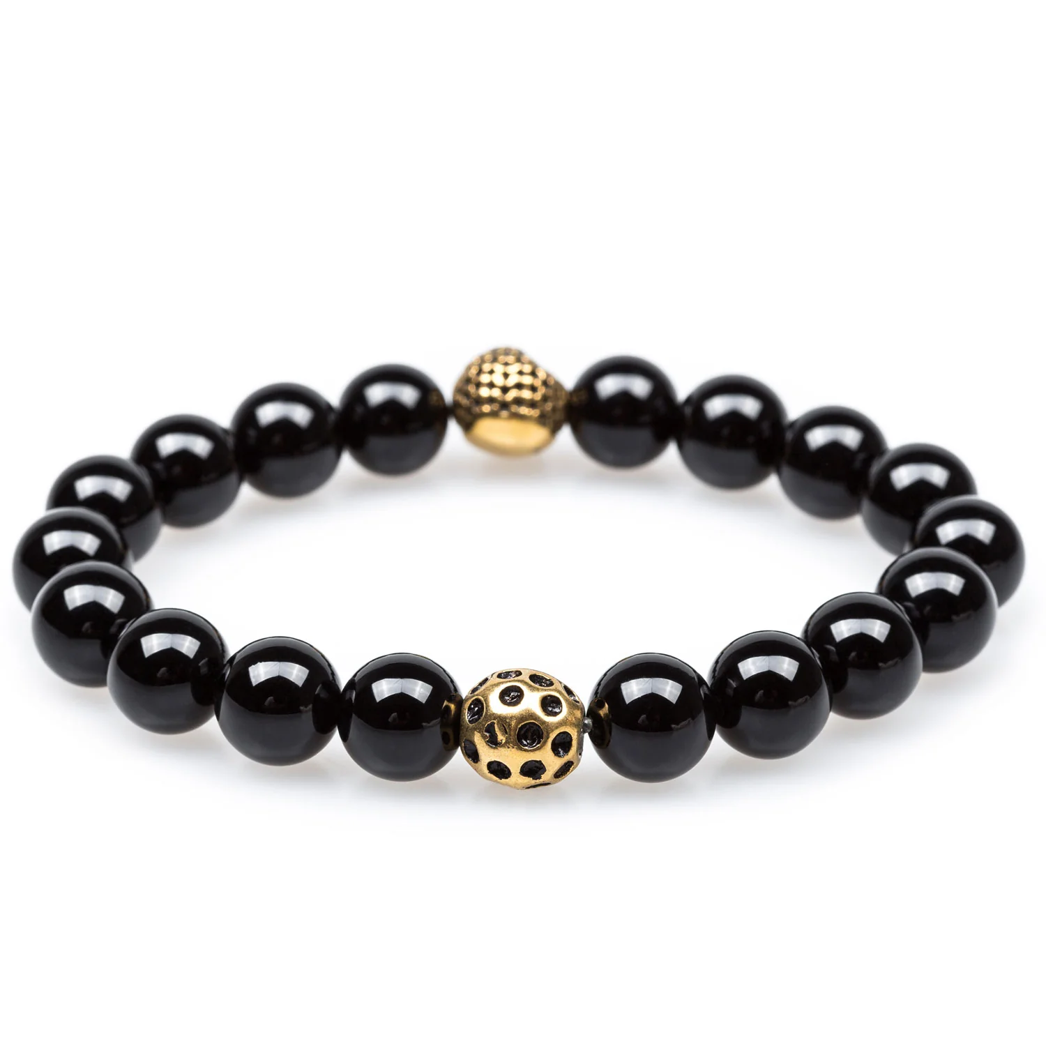 Calavera Black Onyx Gold Skull Bracelet - Image 2