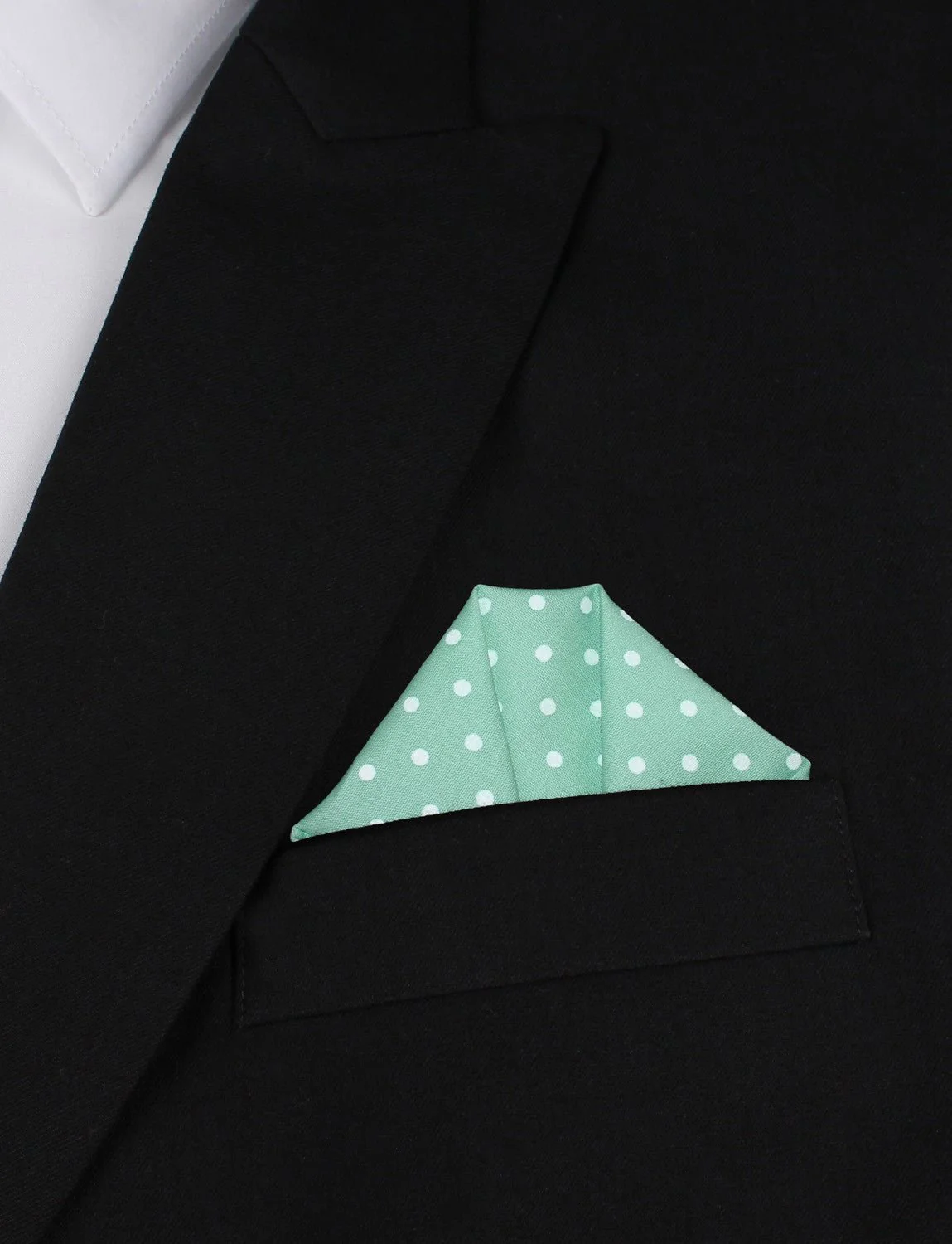 Cambridge Blue Cotton with Mini White Polka Dots Pocket Square - Image 4