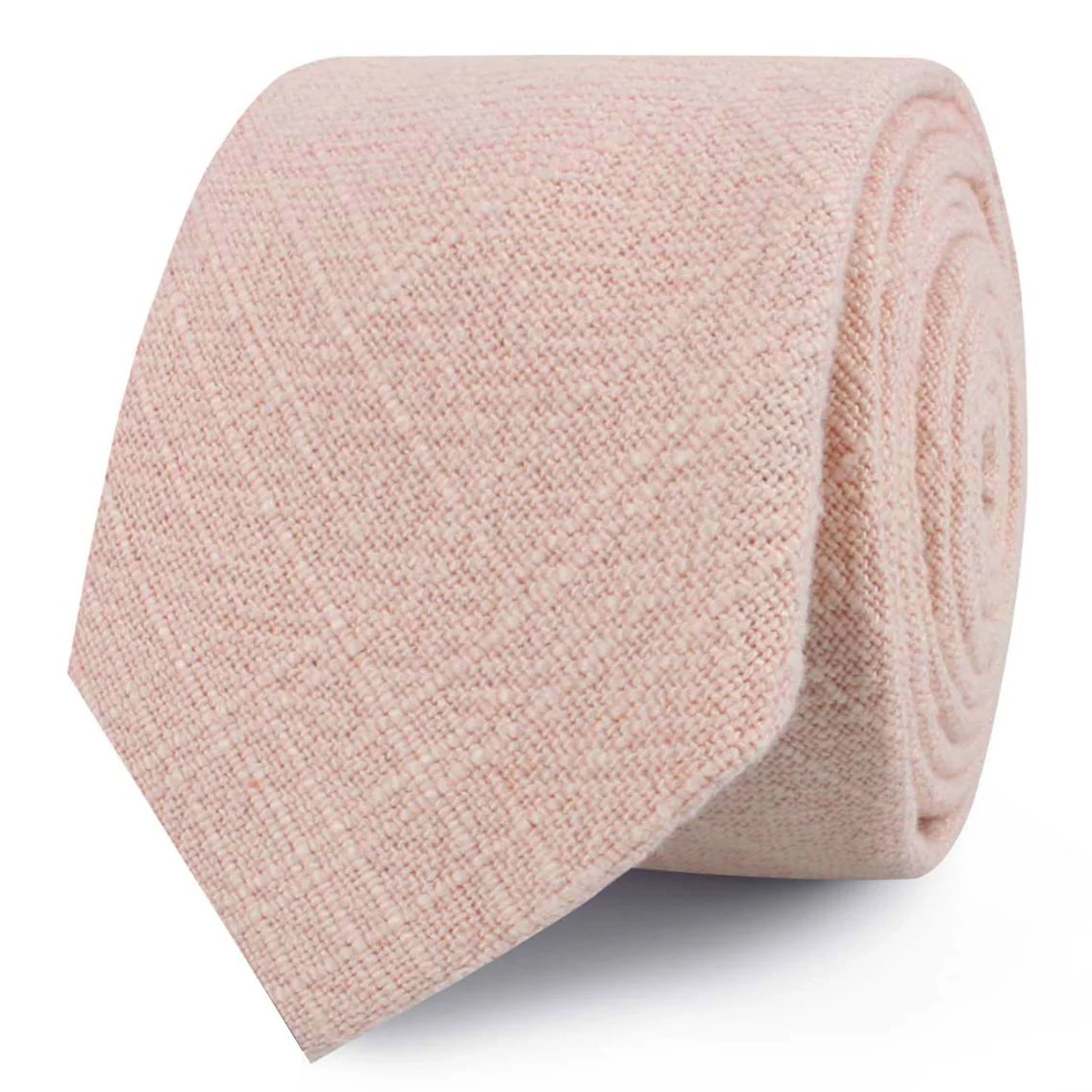 Cameo Beige Pink Chenille Linen Skinny Tie - Image 2