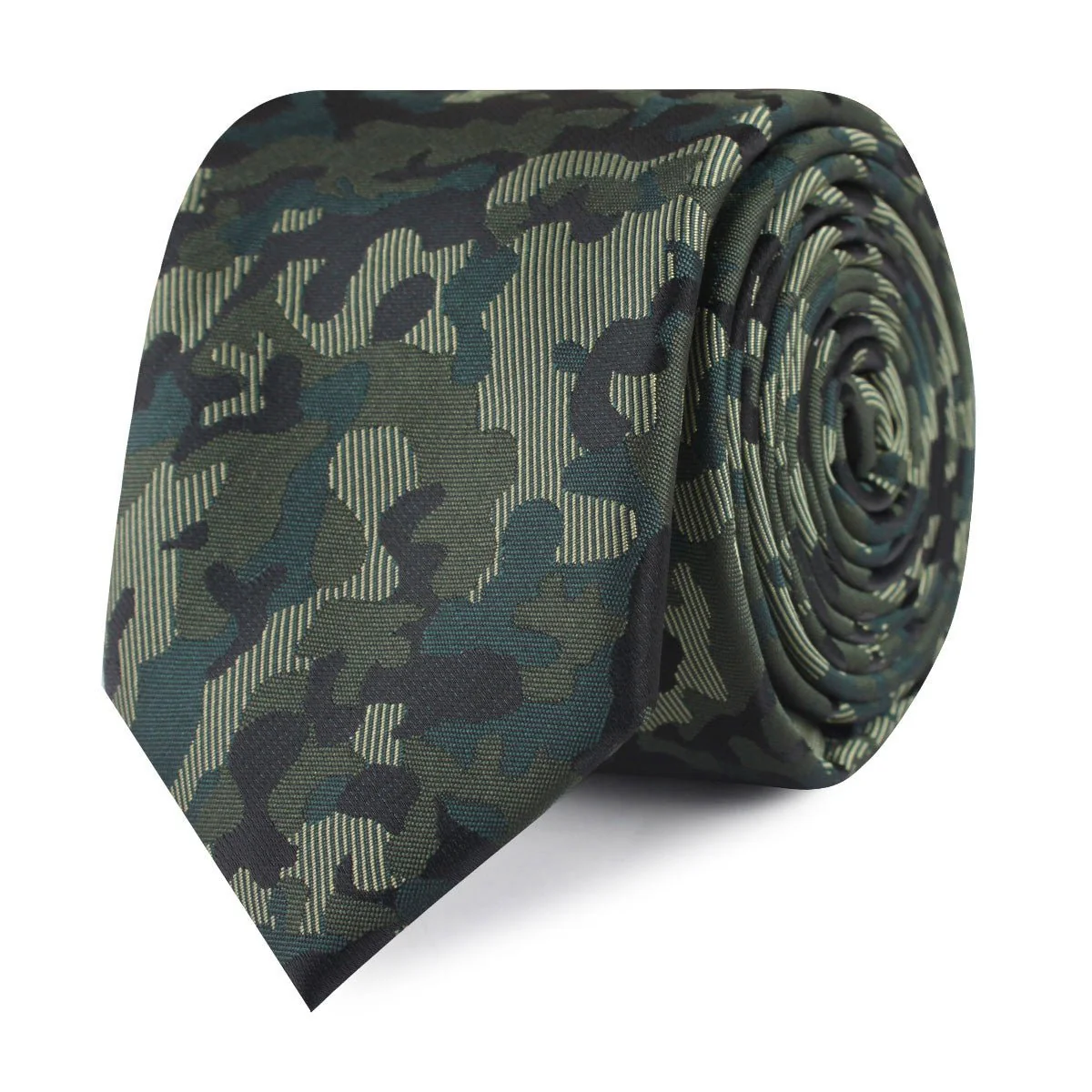 Camouflage Army Green Skinny Tie - Image 2