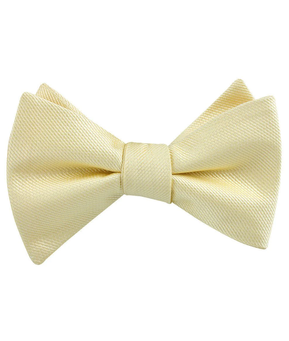 Canary Blush Yellow Weave Self Bow Tie - Image 2