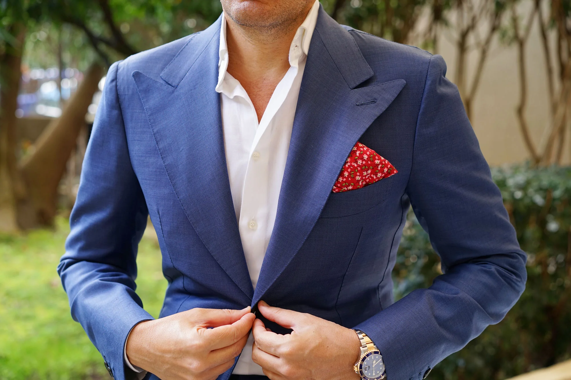 Cano Cristales Scarlet Floral Pocket Square - Image 3