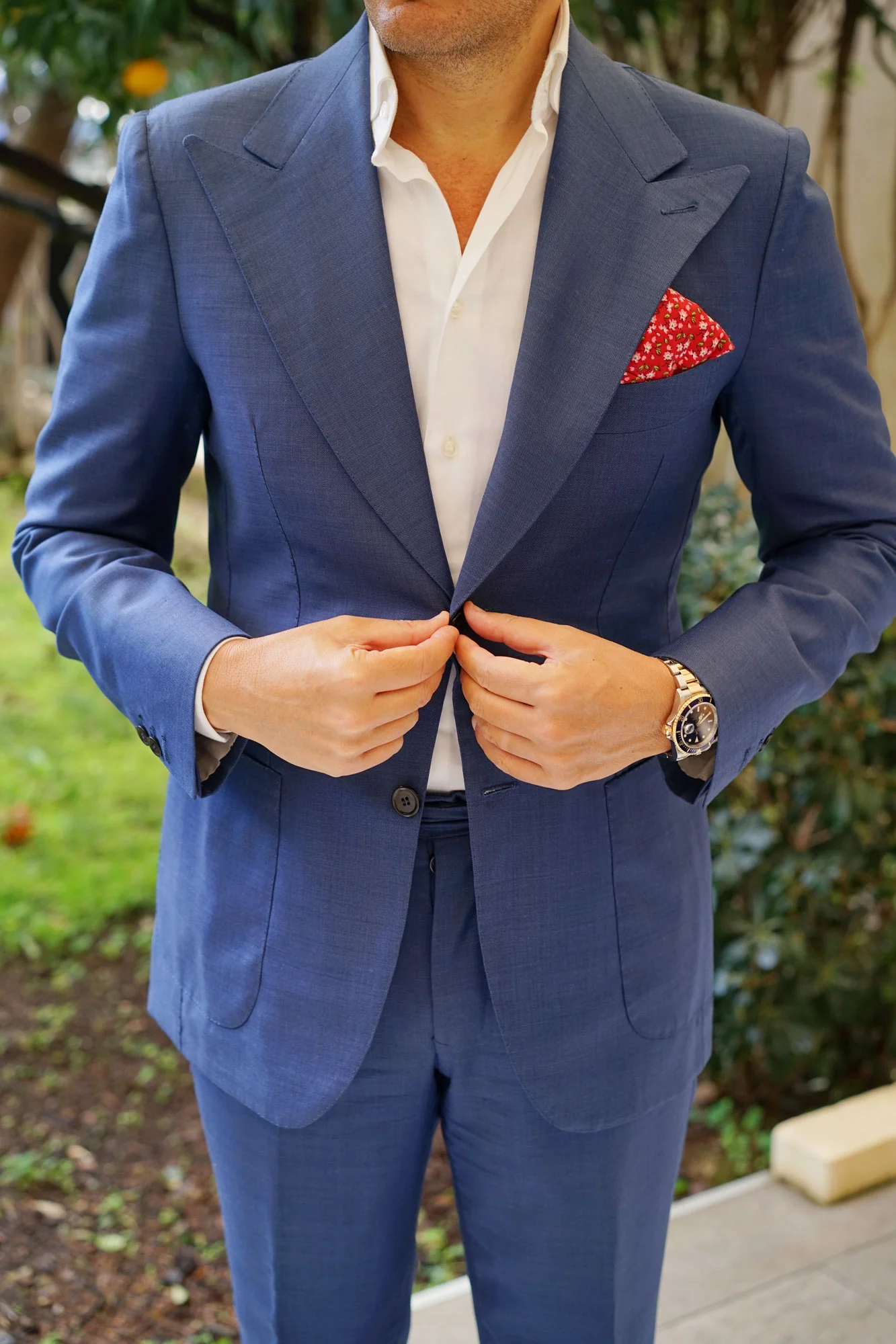 Cano Cristales Scarlet Floral Pocket Square - Image 4