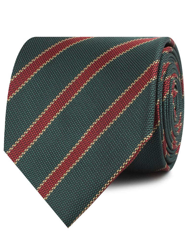 Canterbury Green with Royal Red Stripes Necktie - Image 2