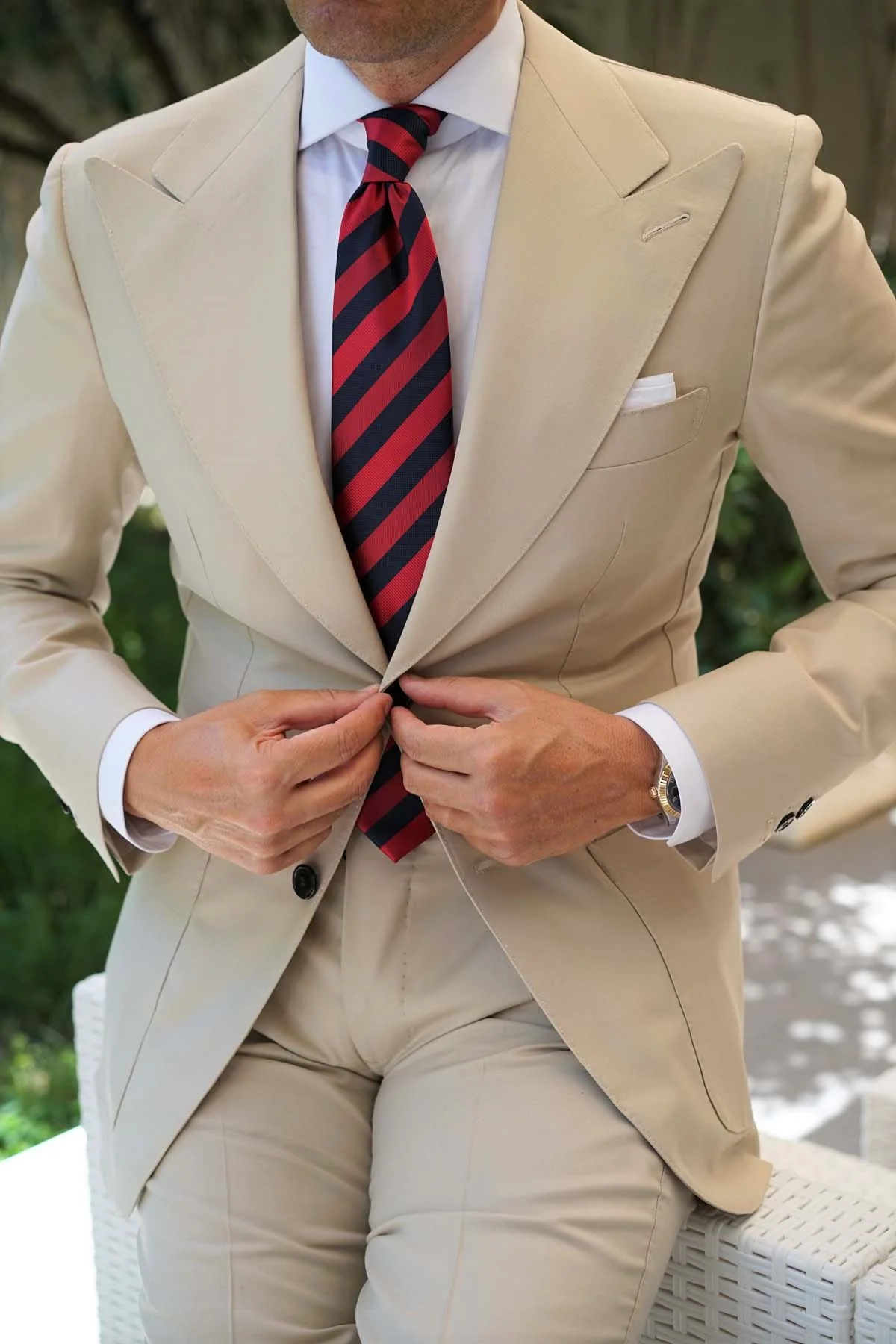 Canterbury Red & Navy Blue Striped Necktie - Image 10