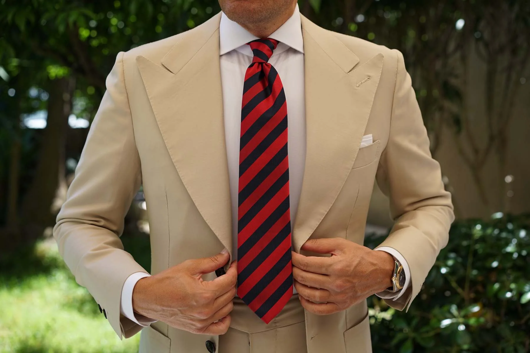 Canterbury Red & Navy Blue Striped Necktie - Image 11